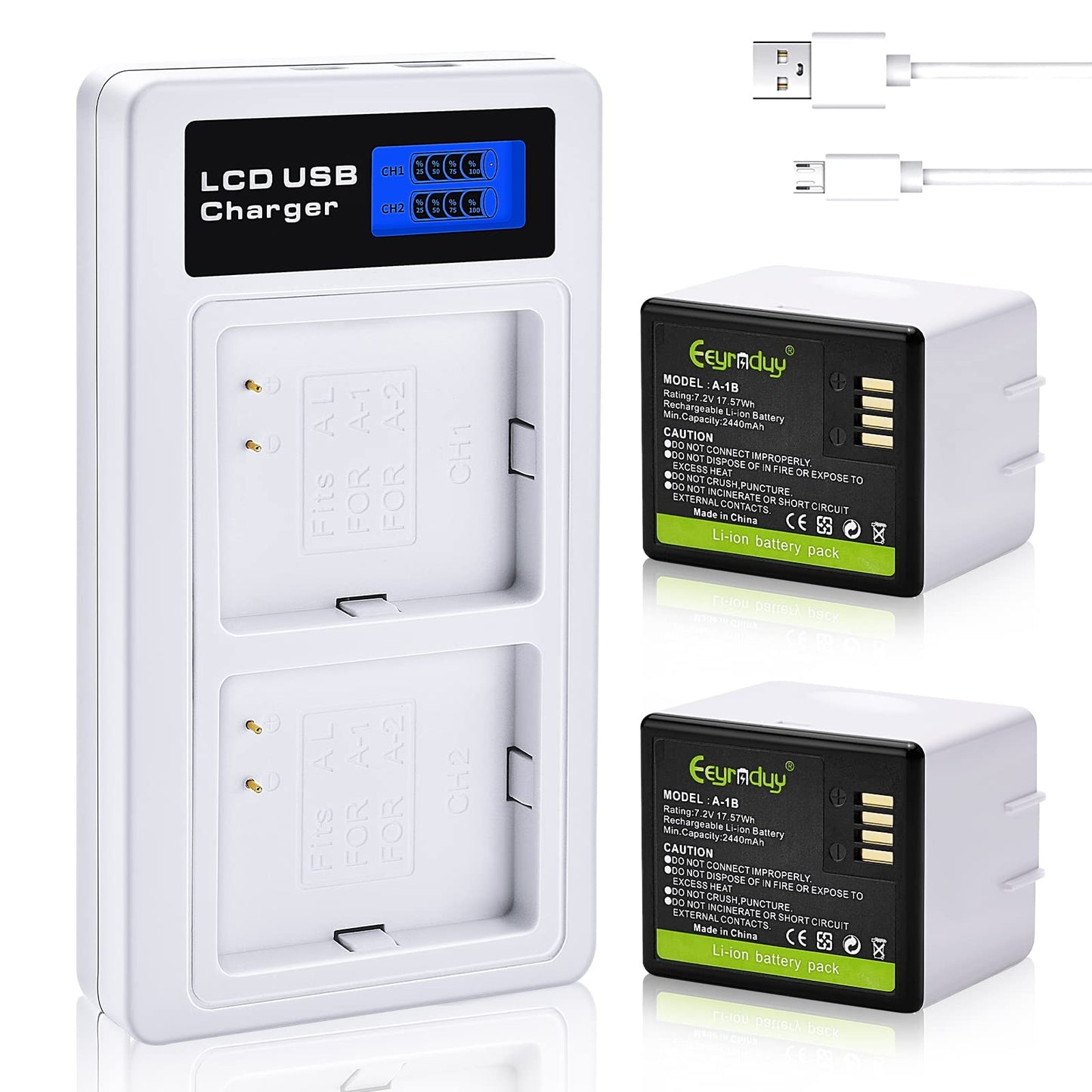 Eeyrnduy 2- Pack Batteries and Charger for arlo Pro,Pro 2 Camera,2440mAh Rechargeable Battery