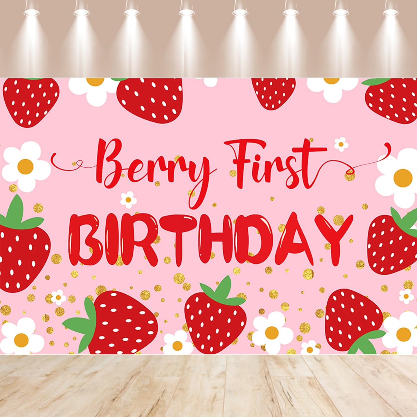 Berry Baby Girl 1st Birthday Decor, Strawberry First Birthday Decorations for Girls with Balloon Arch, Party Backdrop, High Chair Banner, Crown, Photo Banners, Cake Topper