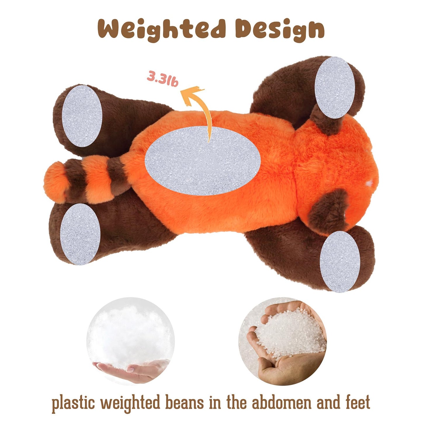 Mushymallow Weighted Red Panda Stuffed Animal Soft Weighted Plushes Cute Red Panda Plush Toy Birthday for Boys Girls Kids Adults