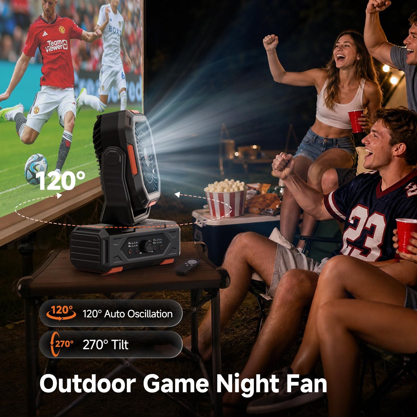 OGERY Camping Fan, Portable Fan Rechargeable with 20000mAh Battery, Stepless Speed Control, Fast Charging, Remote & LED Lantern for Tent, Travel, Car Camping, Camping Essentials
