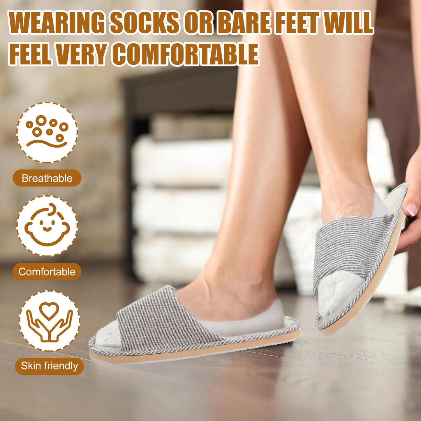 Suhine 12 Pairs House Slipper for Guests Open Toe Spa Slippers Non Slip Indoor Comfortable Breathable Home for Travel Guests Hotel Home Bedroom Unisex(Classic)