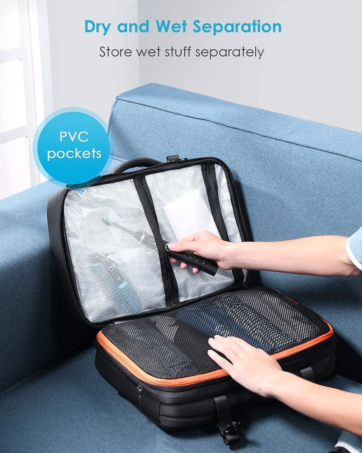HOMIEE 40L Expandable Carry on Backpack Fit 15.6 Inch Laptop with USB Charging Port for Business Weekender, TSA Approved Personal Item Travel Backpack Waterproof Luggage Suitcase