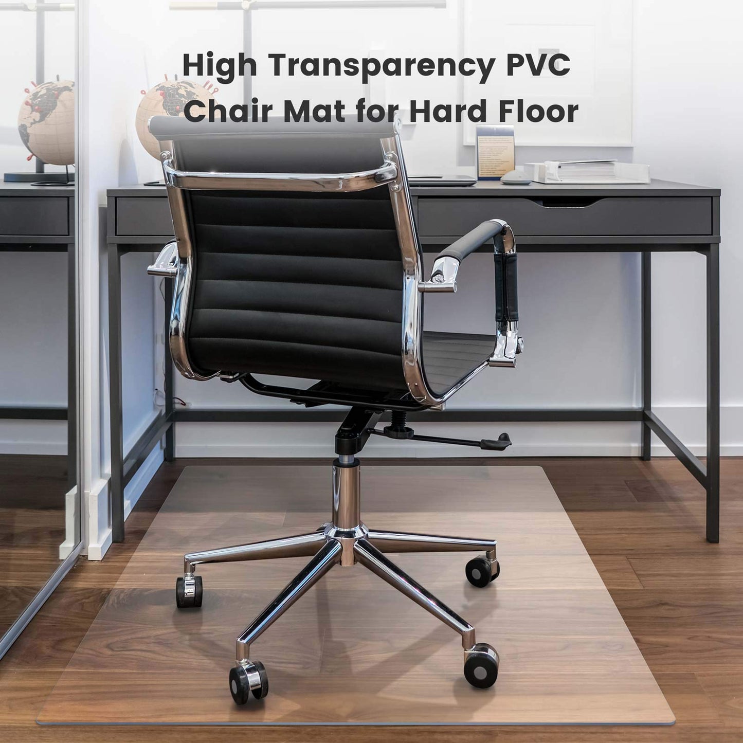 Yecaye Office Chair Mat for Hardwood Floor, Clear Computer Desk Chair Mat, PVC Heavy Duty Floor Protector for Rolling Chairs, 1.7mm Thick Chair Mat (Transparent, 46" x 60" x0.07'')