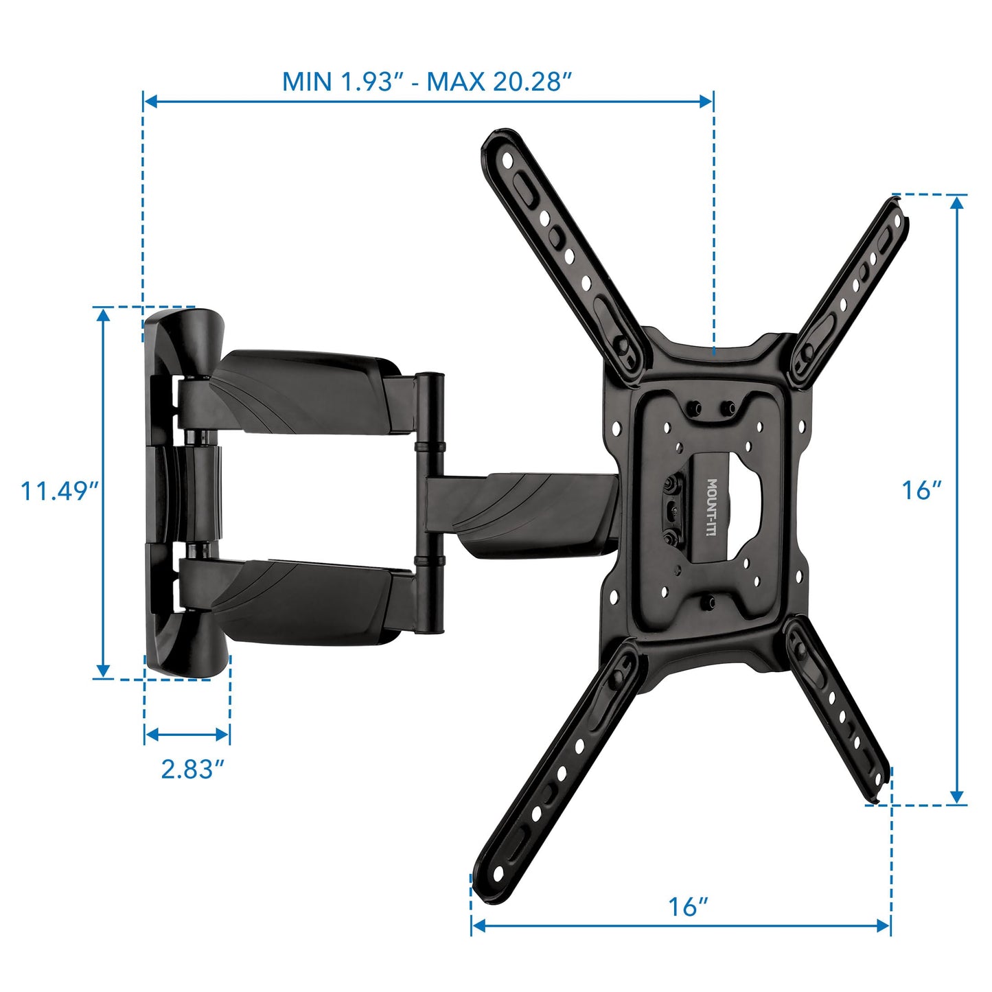 Mount-It! UL Certified Full Motion TV Wall Mount for Most 32-55 Inch Flat Screen TVs, Articulating TV Bracket Max VESA 400x400, Holds up to 308 lbs, Swivel and Tilt Bracket for 32, 42, 55 inch