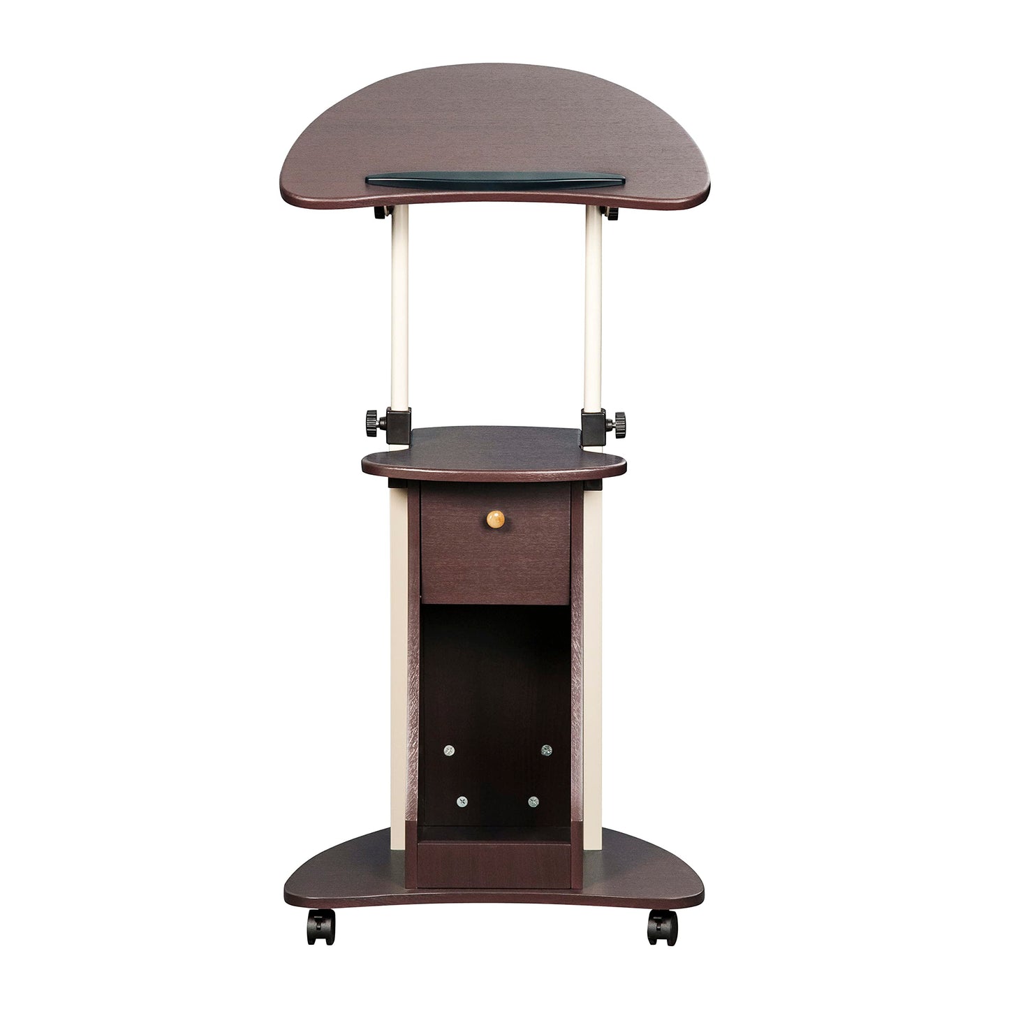 Techni Mobili Sit-to-Stand Rolling Adjustable Storage Medical Laptop Computer Cart, Chocolate, B005