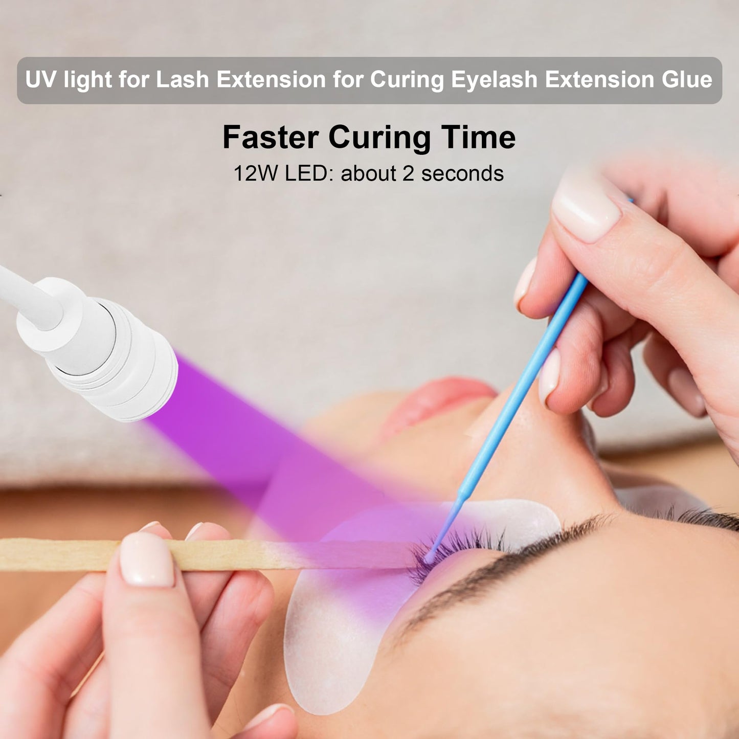 12W UV Lash Light with Foot Pedal, Rapid Dry in 2 Seconds Lash Lamp for Eyelash Extension Grafting Eyebrow Beauty Salon, Adjustable Angle and Light Spot Size, Lash Light for Eyelash Tech (White)