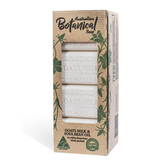 Australian Botanical Goat Milk Soap Set 6.8 OZ Bars, Pack of 8, Triple Milled Bar Soap with Soya Bean Oil and Organic African Shea Butter, Natural Soap for all Skin Types, Packaging May Vary