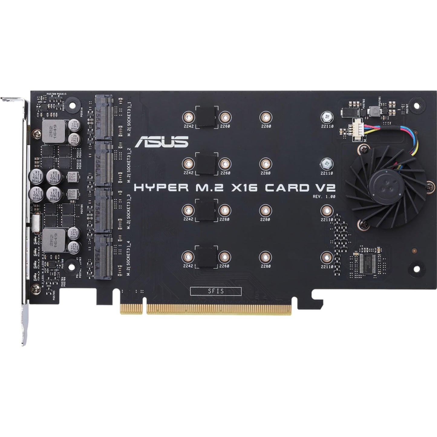 ASUS Hyper M.2 X16 PCIe 3.0 X4 Expansion Card V2 Supports 4 NVMe M.2 (2242/2260/2280/22110) Upto 128 Gbps for Intel VROC and AMD Ryzen Threadripper NVMe Raid