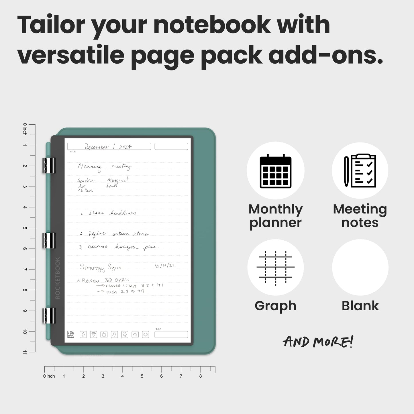 New Rocketbook Pro 2.0 Smart Notebook | Green | Scannable Office Notebook with 20 Sheet Page Pack - Lined and Dot Grid | Hardcover Vegan Leather Reusable Notebook with 1 Pilot Frixion Pen & 1 Microfiber Cloth | Letter Size: 8.5 in x 11 in