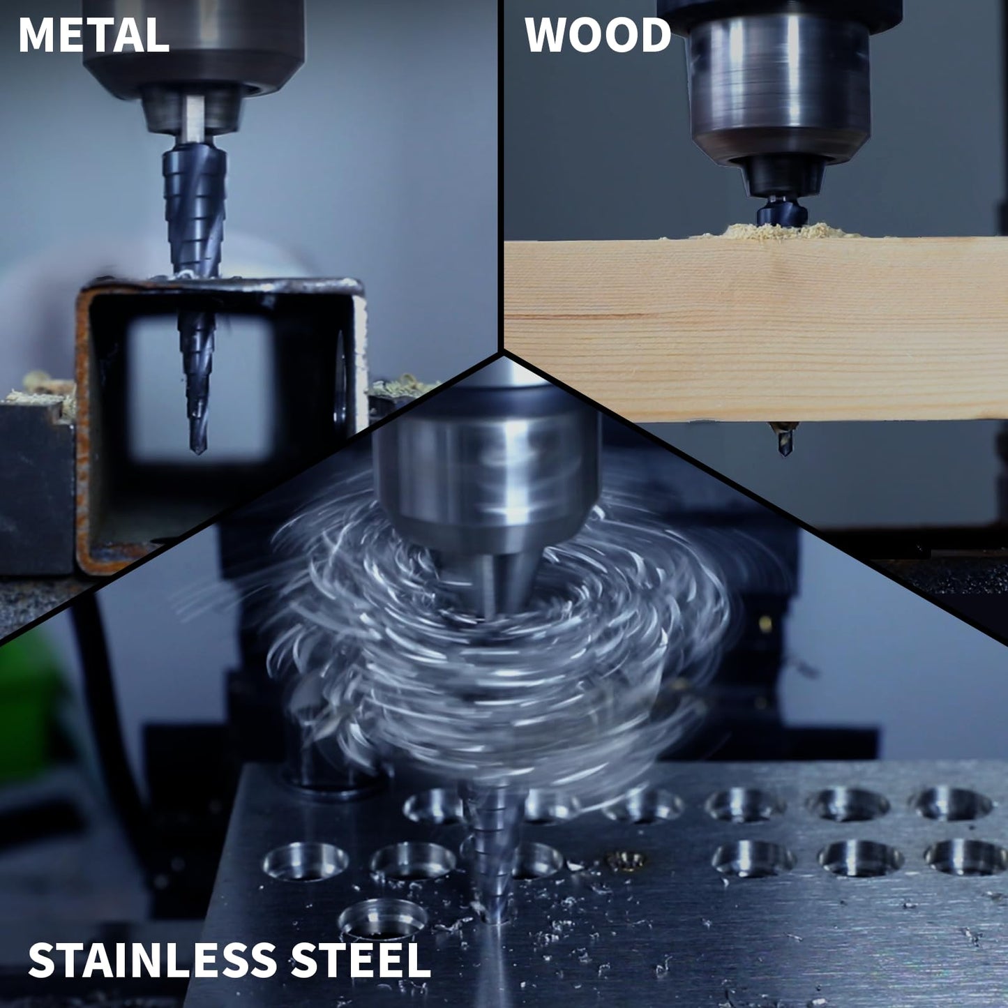 GRENPRO Step Drill Bit for Metal Set, 1/4" - 2-1/2"Large Step Bit, M35 HSS Impact Tough Step Bits for Metal, 1/2" Shank Unibit Step Drill Bits, Stainless Steel, Aluminum, Wood