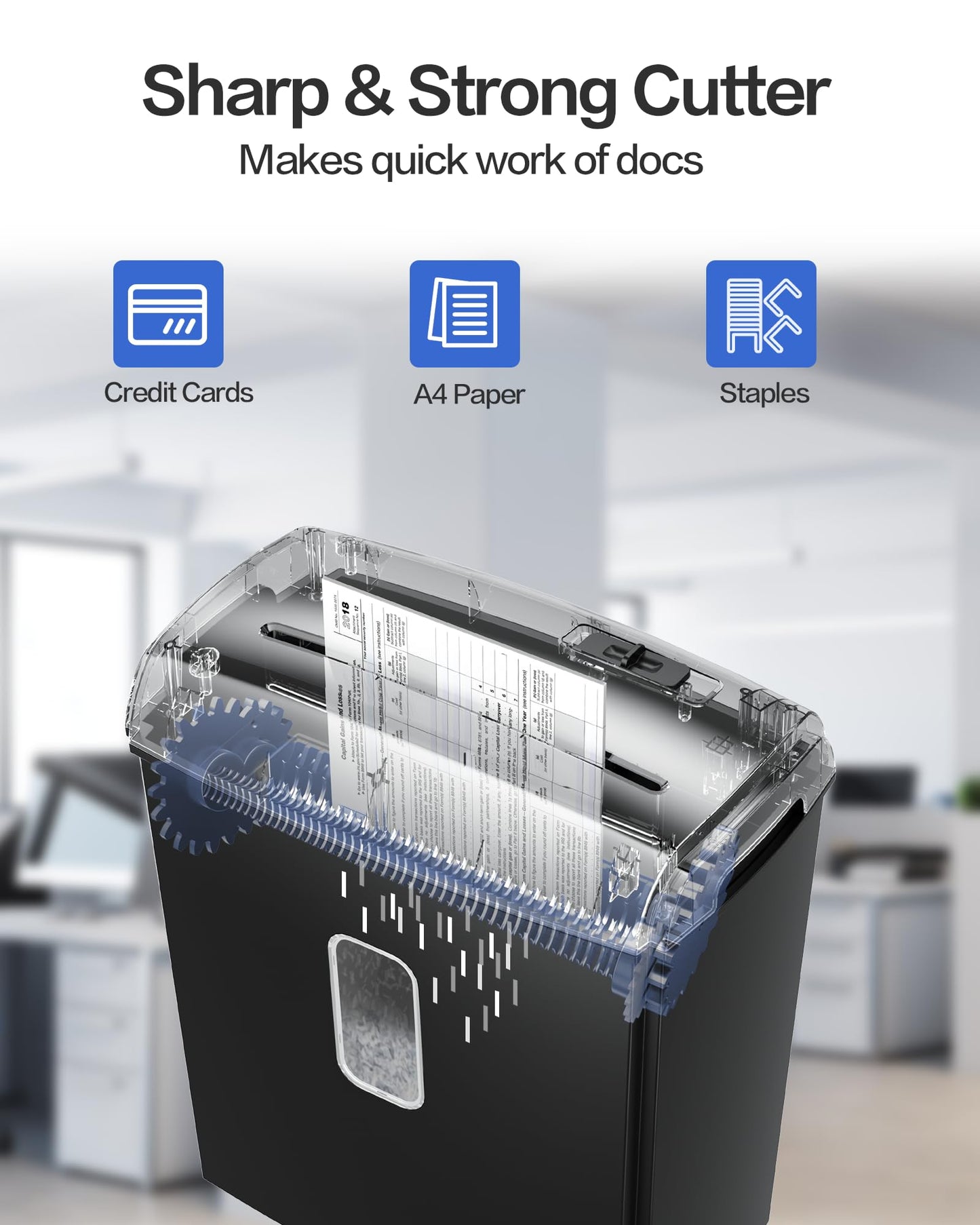 Locksworth 8-Sheet Micro-Cut Paper Shredder, P4 High Security, 4 Gallon Bin, 2-Minute Continuous Run, Home & Small Office Use