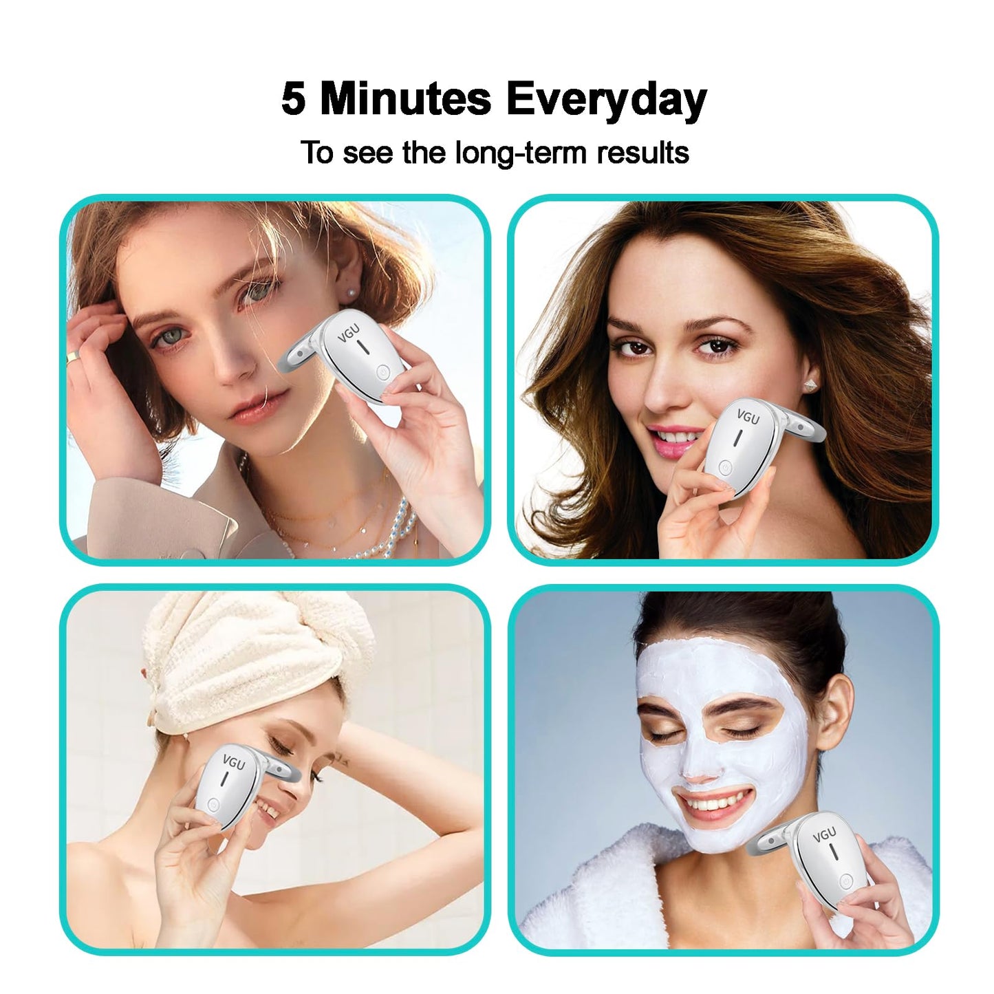 Face Massager, Facial Neck Care Tool with Vibrating Heating Mode, Portable Handheld Gift White