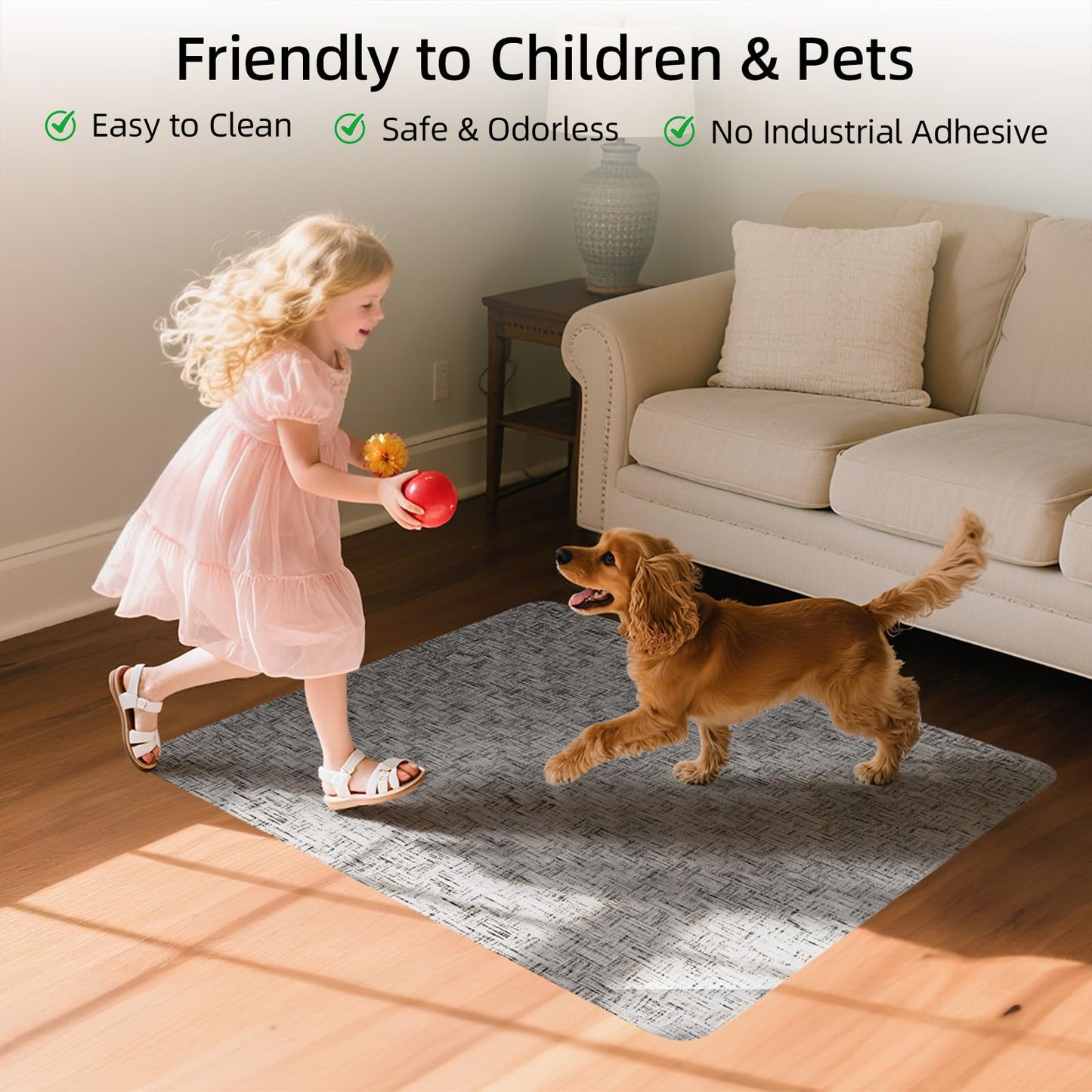 Yecaye Office Chair Mat for Hardwood Floor,45" x 53" Under Computer Desk Floor Protects for Rolling Chair,Non Slip PVC Woven Gaming Chair Mat,Not for Carpet (Lightgrey, 45" x 53")