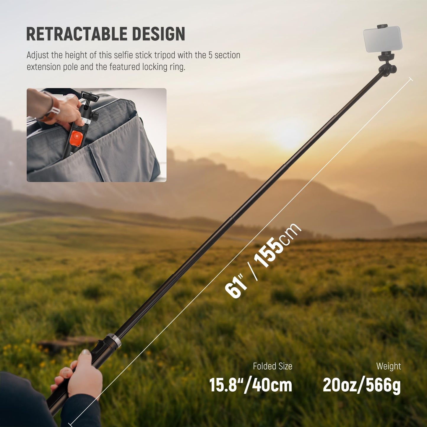 NEEWER Phone Tripod for Cell Phone & Camera with Remote, 62.9" All Metal Selfie Stick Travel Vlog Tripod Stand for iPhone with Phone Holder, Portable Camera Tripod for Canon Sony DLSR GoPro, TS05