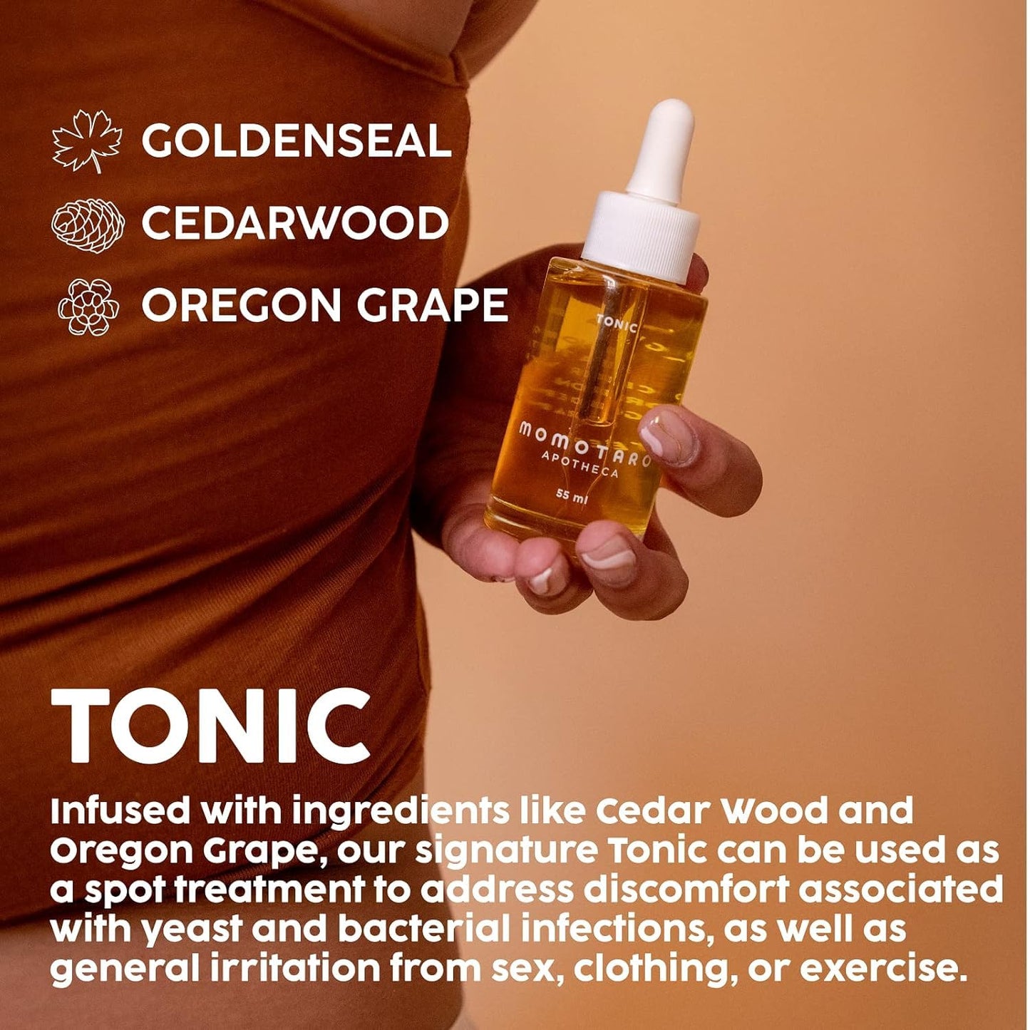 Momotaro Apotheca Tonic Bath + Body Oil Concentrate and spot treatment - For Discomfort from BV & Yeast Infection Support, Razor Burn, & Ingrown Hairs with soothing Jojoba oil base - 55 ml | 1.9 fl oz