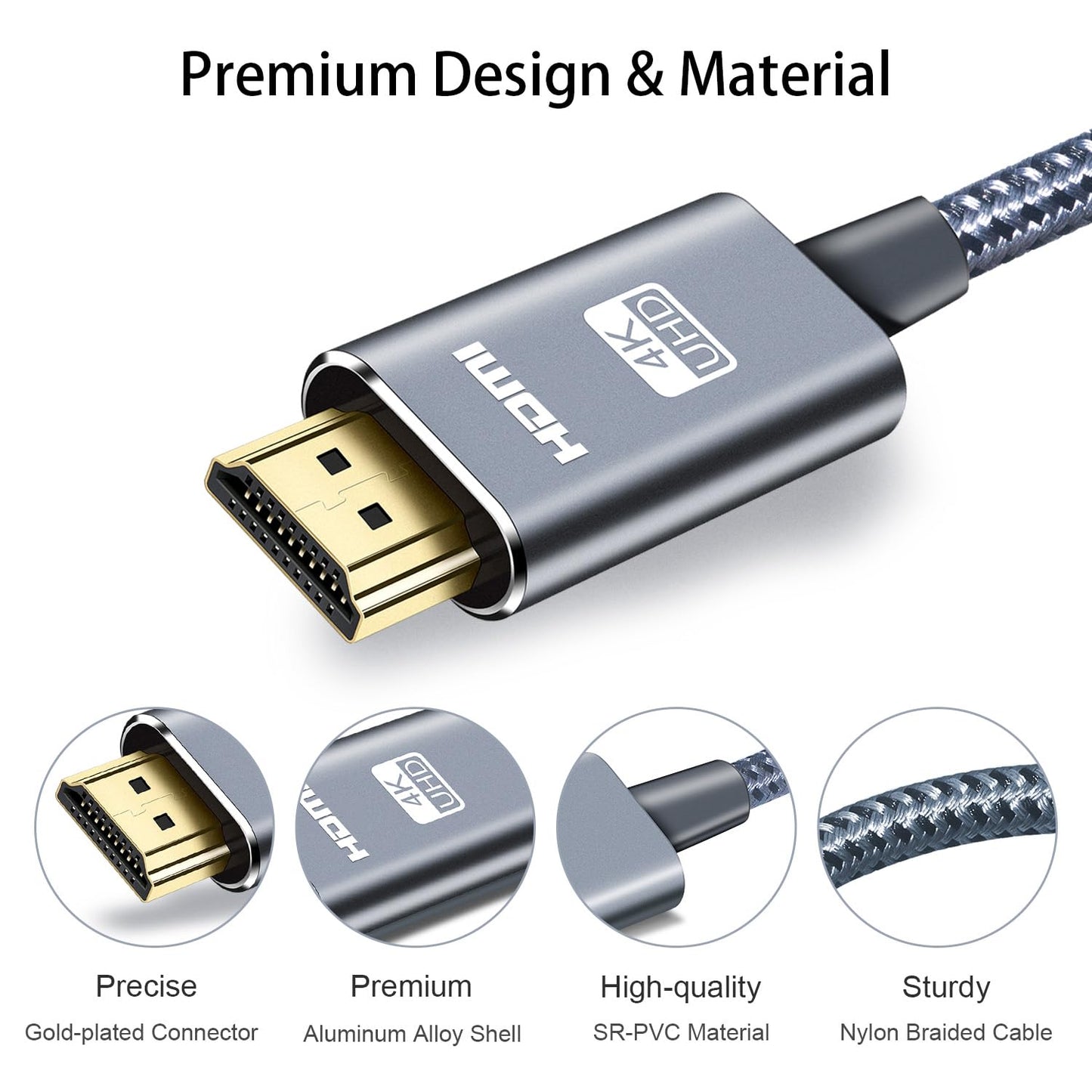 LEADSTAR HDMI Cable 4K 100 ft Fiber Optic, 4K 60Hz 18Gbps High Speed HDMI 2.0 Cord Braided | Ultra HD, HDR10, 1080p, eARC, 3D, HDCP 2.2 | for Xbox, PS5, TV, Laptop, Monitor