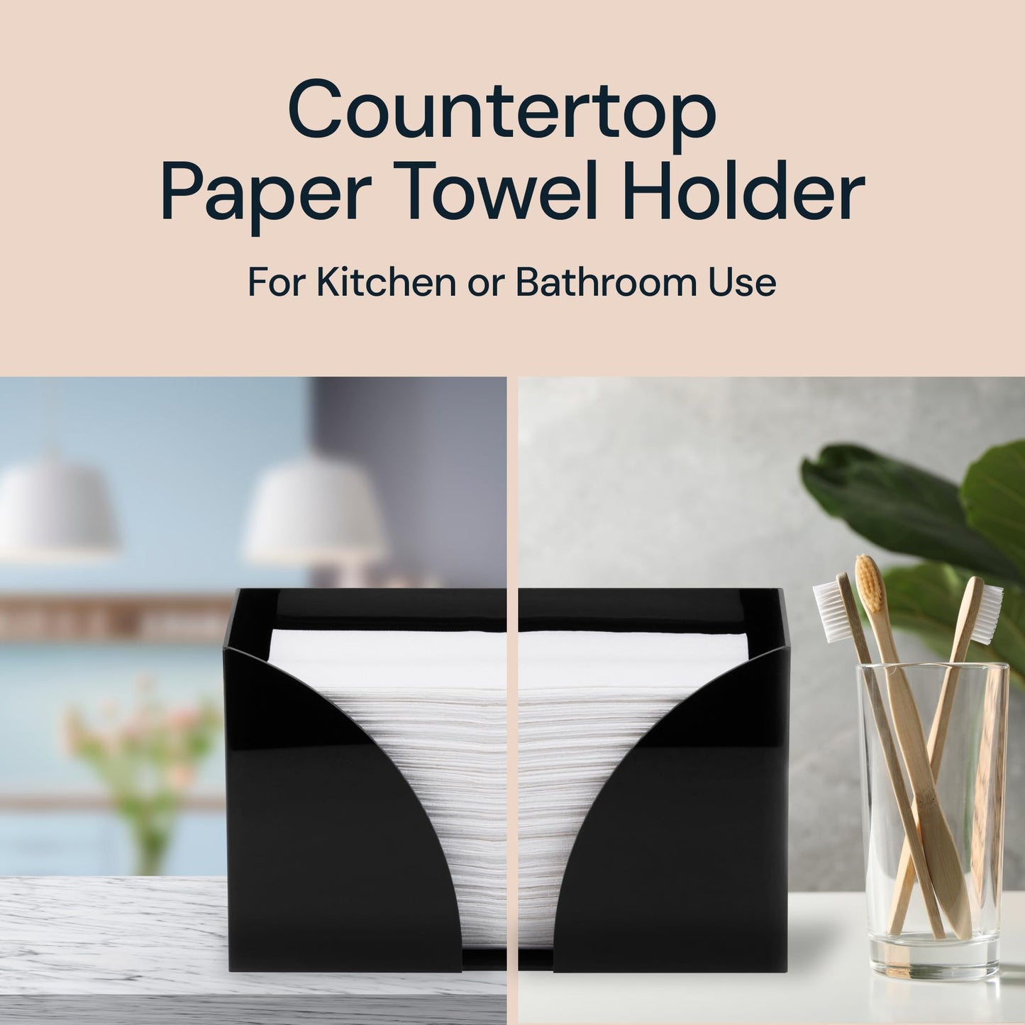 SimplyImagine Countertop Paper Towel Holder for Wall Mount, 2 Pack - Acrylic Paper Towel Dispenser & Napkin Holder for Bathroom - Kitchen Accessories