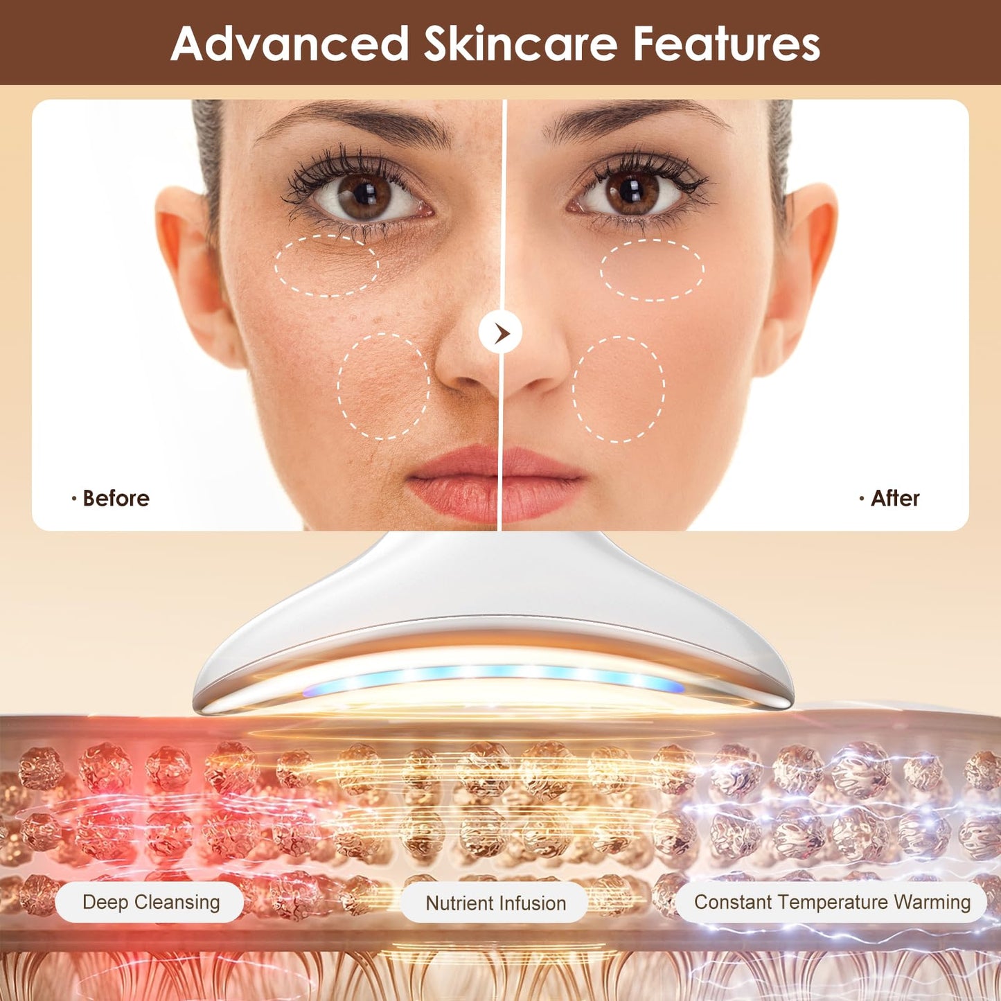 AZMAVO Facial and Neck Massager for Face, Neck & Eye - Skin Lifting & Firming - Wrinkle & Dark Circle Reducer - at Home Skin Care Face Sculpting Tool and Neck Massager