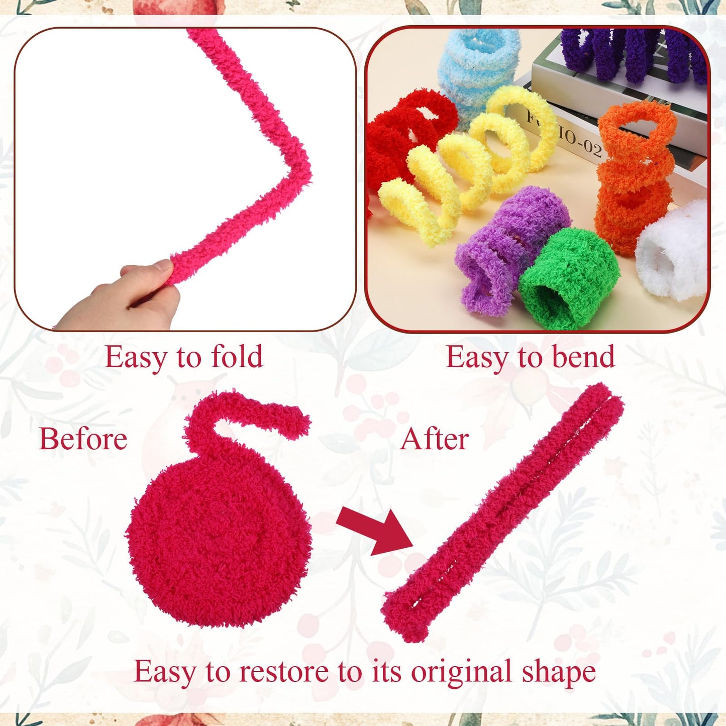 Sonwyoung 24 Pcs 39.37 Inches Jumbo Pipe Cleaners Bulk Coral Fleece Fur Thick Pipe Cleaners Chenille Stems Craft Supplies Valentine's Day Easter Gifts DIY Projects(Classic Color)