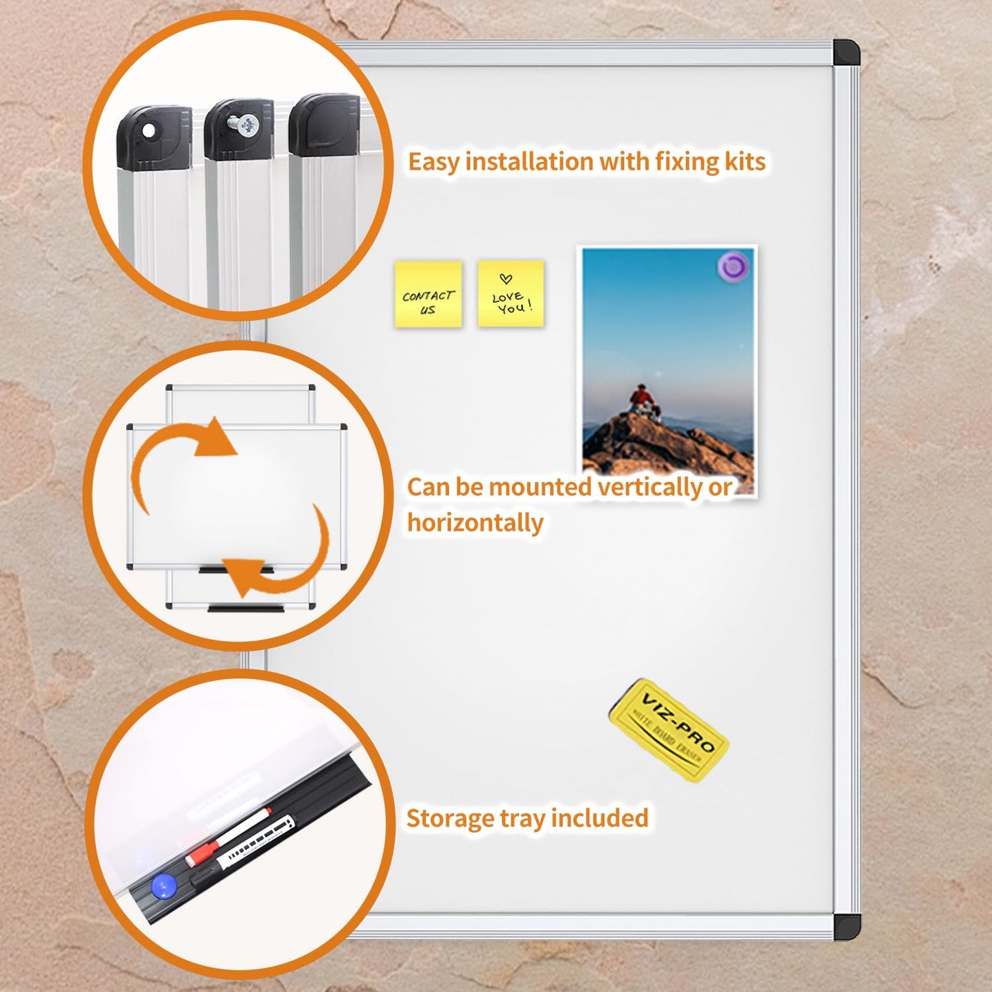 VIZ-PRO Magnetic Dry Erase Board, 36 X 24 Inches, Pack of 2, Silver Aluminium Frame
