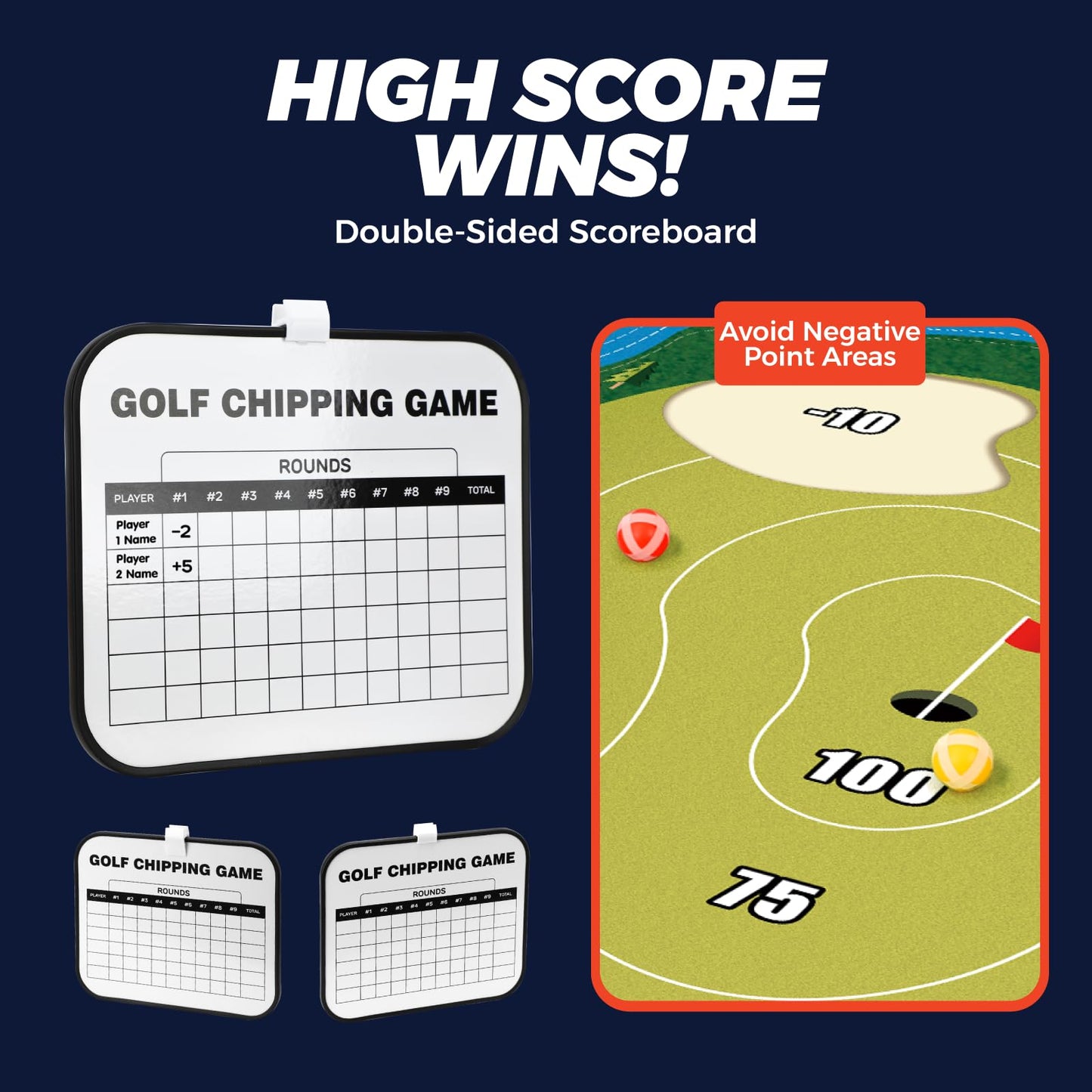 TOY Life Chipping Golf Practice Mats Golf Game Training Mat Indoor Outdoor Games for Adults Family Kids Outdoor Play Equipment Stick Chip Golf Set Backyard Game(Patented)