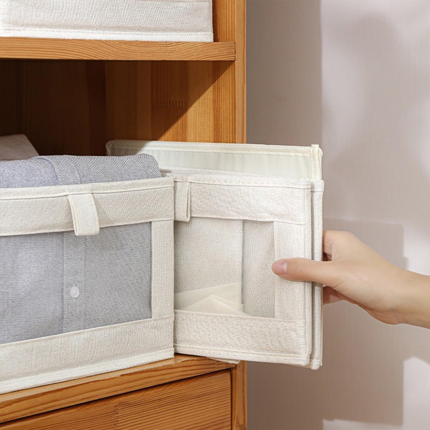 Linen Closet Organizers And Storage, 8 Pack Closet Storage Bins Linen Closet Baskets for Closet Organization Foldable Closet Organizer Bins with Clear Window For Organizing Clothing, Jeans, Shelves