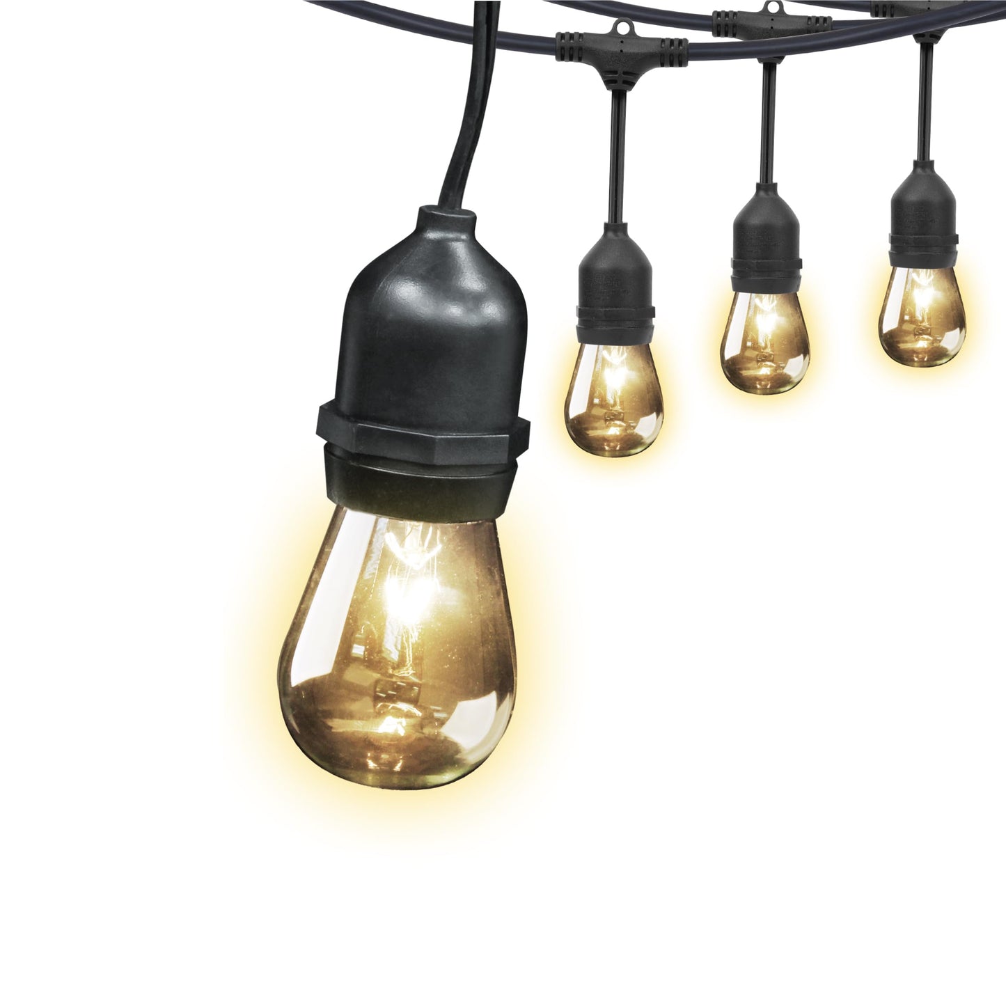 Feit Electric 30ft Outdoor Incandescent String Lights, Warm Amber Glow, Heavy-Duty Weatherproof Cord, Includes 10 Clear Bulbs + 5 Spares, End-to-End Connectable for Patios and Gazebos, SL30-10