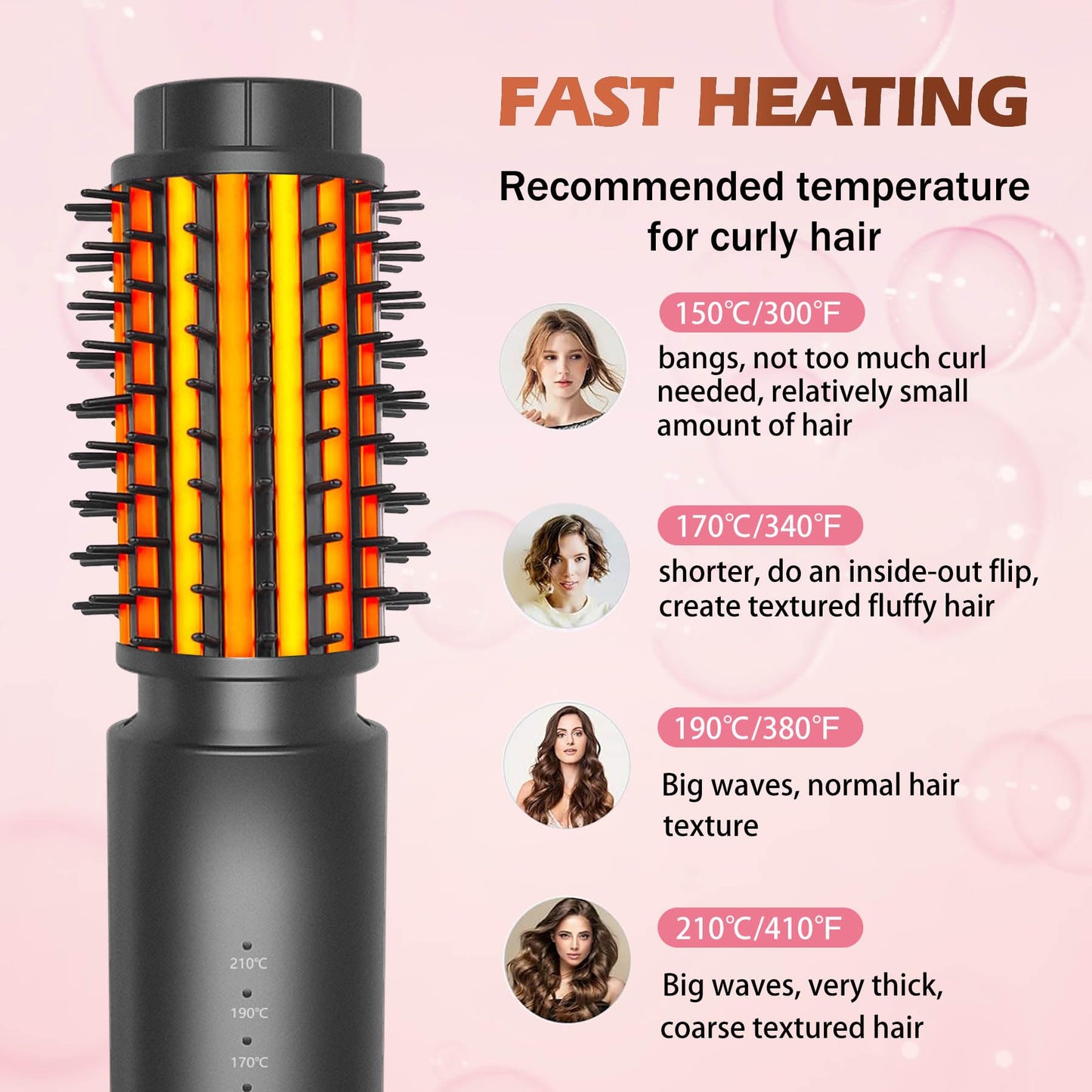 3-in-1 Cordless Curling Brush Iron & Heated Round Brush & Hair Straightener Comb, Portable Rechargeable Travel Hair Curler for Women