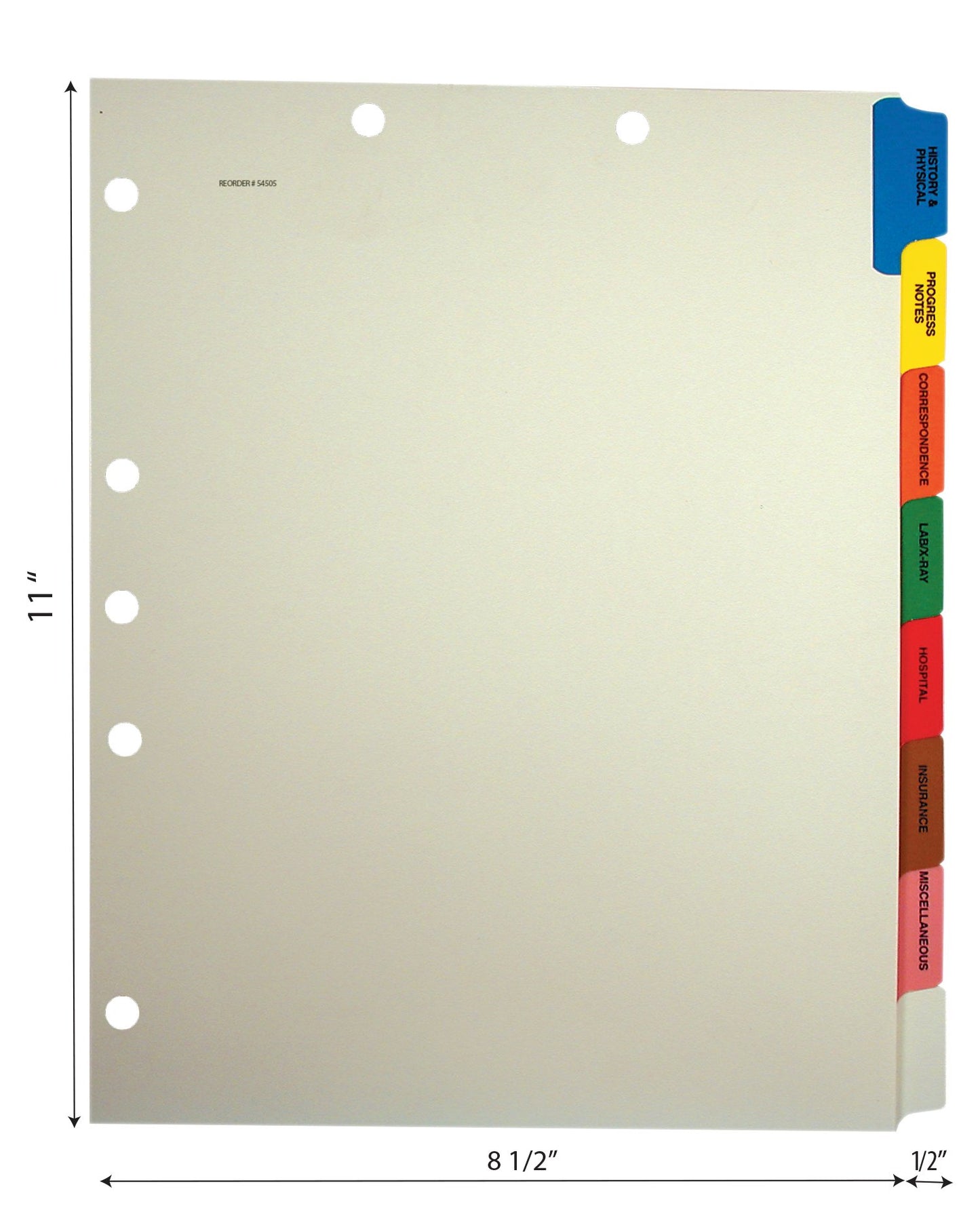 Tabbies TAB54505 Medical Chart Index Set, 8 Side Tab, 9 in. x 11 in., 40-BX, MLA