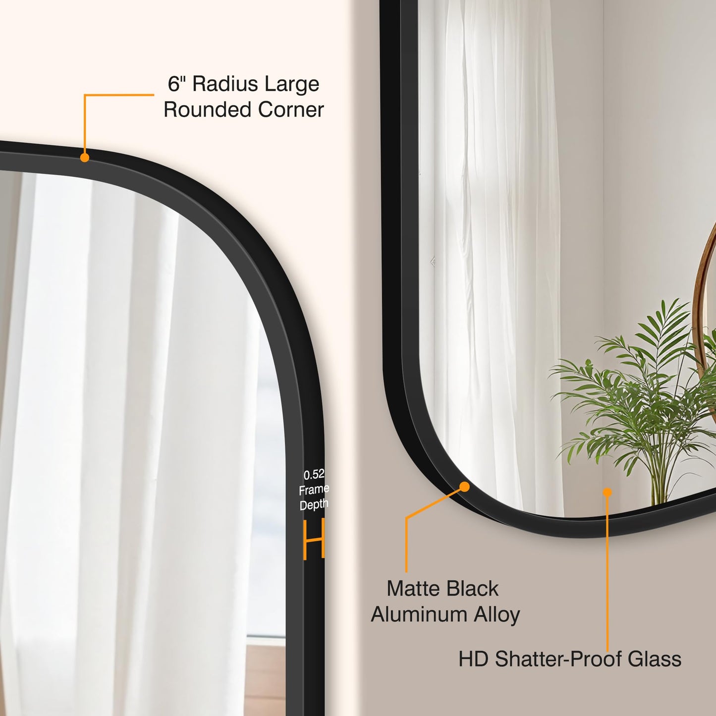 Bathroom Mirror for Wall, Black Bathroom Vanity Mirror for Over Sink 24 x 36, HD Reflection Shatterproof Mirror for Living Room Bedroom Entryway, Metal Frame Rectangular Shape