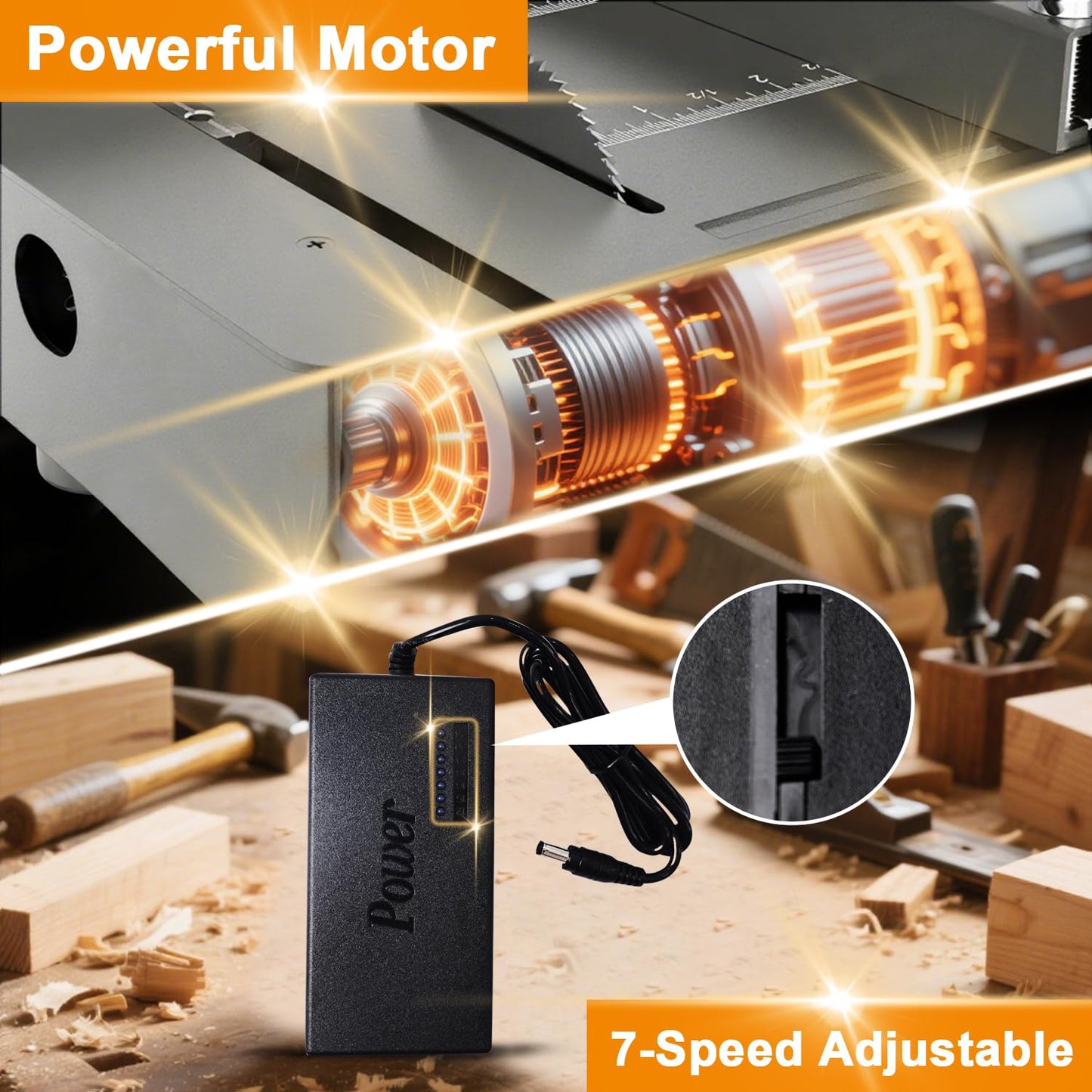 Mini Table Saw, Sinpiode Multi-Functional Desktop Portable Table Saw for Crafts with Adjustable Speed & Angle, All-in-One Cutting, Sanding, Engraving & Drilling Tool for Wood, Acrylic, Plastic, PCB