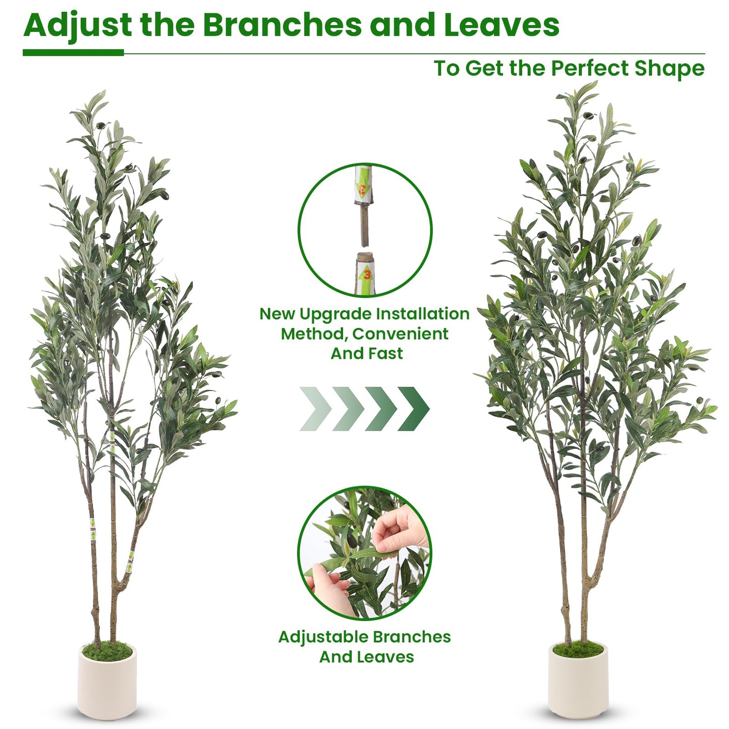 Alupssuc 5ft Olive Trees Artificial Indoor & Outdoor, Faux Olive Tree with Lively Artificial Trunk and Lifelike Fruits, Fake Potted Tree for Modern Home Office Living Room Decor