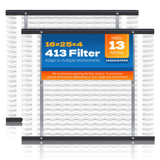 2-Pack 413 Replacement Filter Compatible with AprilAire Whole House Air Purifiers, Models 1410, 1610, 2410, 2416, 3410, 4400, MERV 13 Air Purifiers, Size:16x25x4