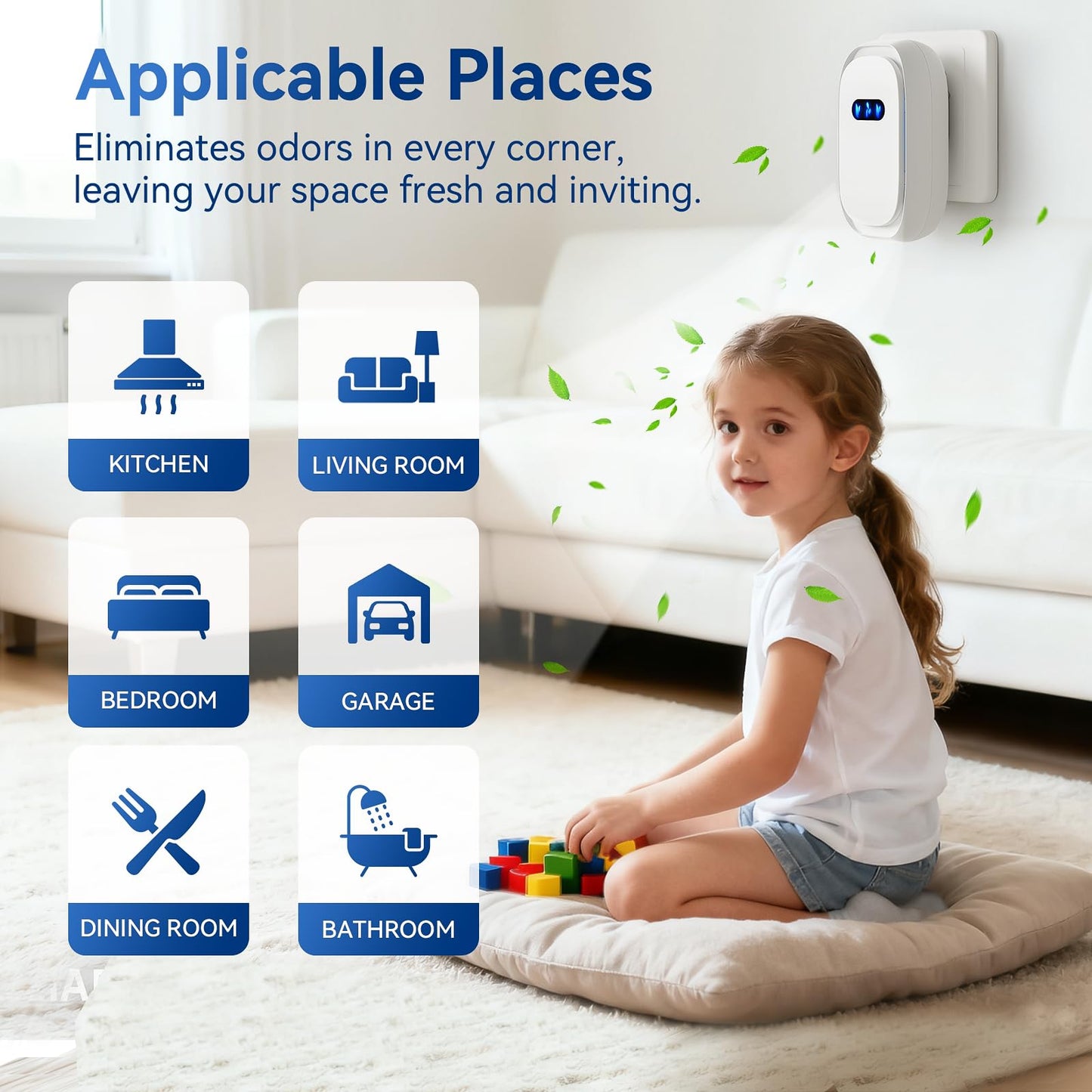 Air Purifiers (4 Pack), Air Ionizers for Home, Bedroom & Travel, Plug In Negative Ion Air Purifier, Dust, Dander, Smoke & Odor removal, Quiet Mini Portable Air Freshener, Low Energy, White