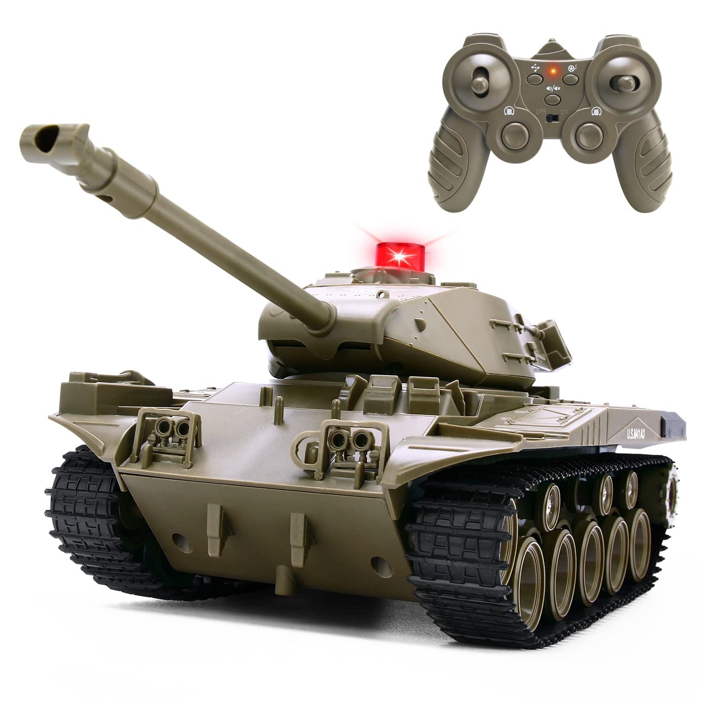 M41A3 American Army Battle Tank - Remote Control for Kids, Programmable RC With Lights & Realistic Sounds, Military All Terrain Off-Road Vehicle, Great Gift Toy for Boys