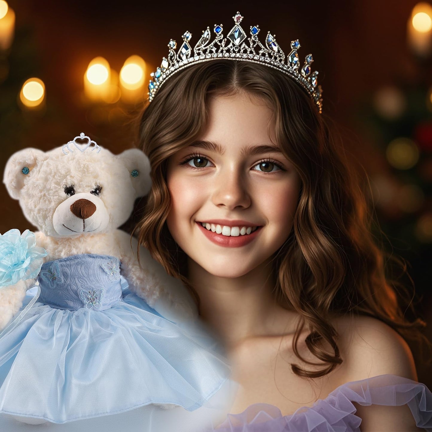 Cisina Quinceanera Doll Quince Teddy Bear with Dress,Quinceanera Decorations for Girls Gifts,OSO De Peluche para 15 Años Con Vestido,Centro De Mesa Muñecas para 15 Años Quinceañeras (Blue)