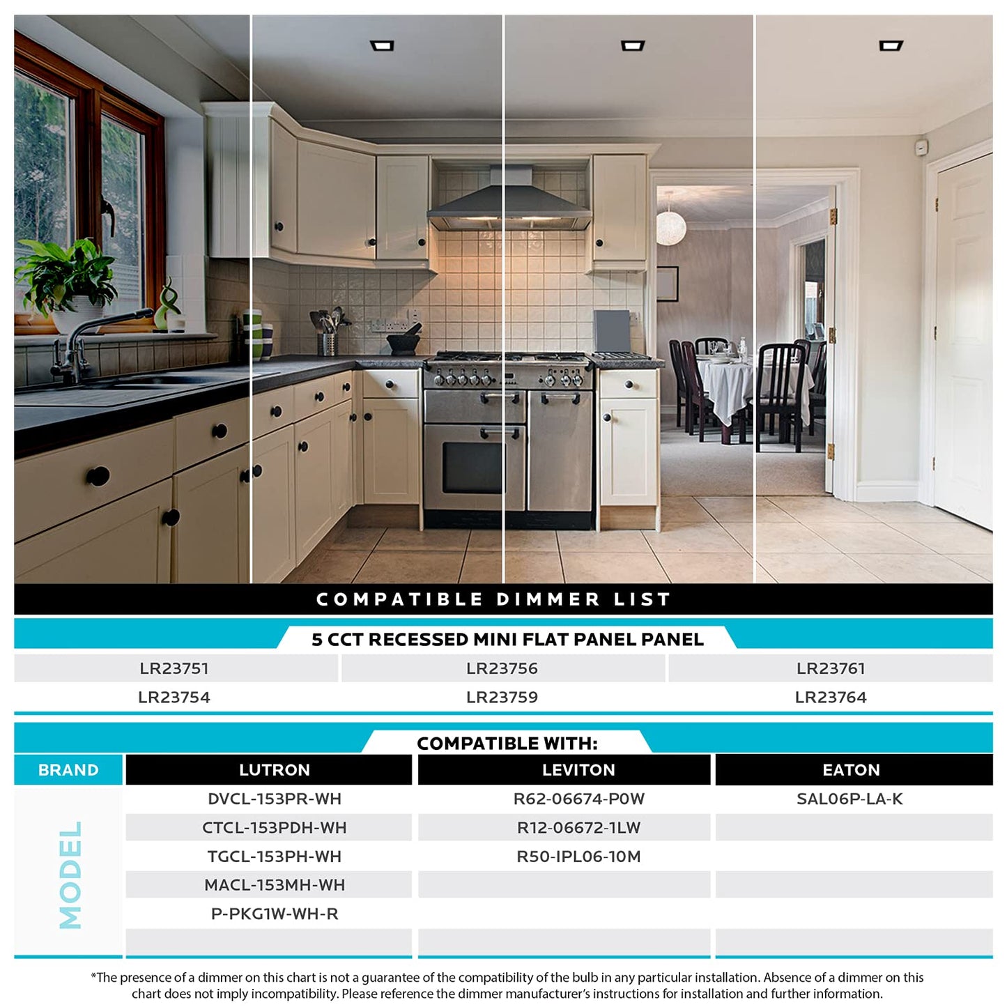 LUXRITE 3 Inch Square Ultra Thin LED Recessed Light with J-Box, 8W, 5 Color Options 2700K | 3000K | 3500K | 4000K | 5000K, Dimmable Wafer Light, 540 Lumens, Black Trim, Energy Star, IC Rated (4 Pack)