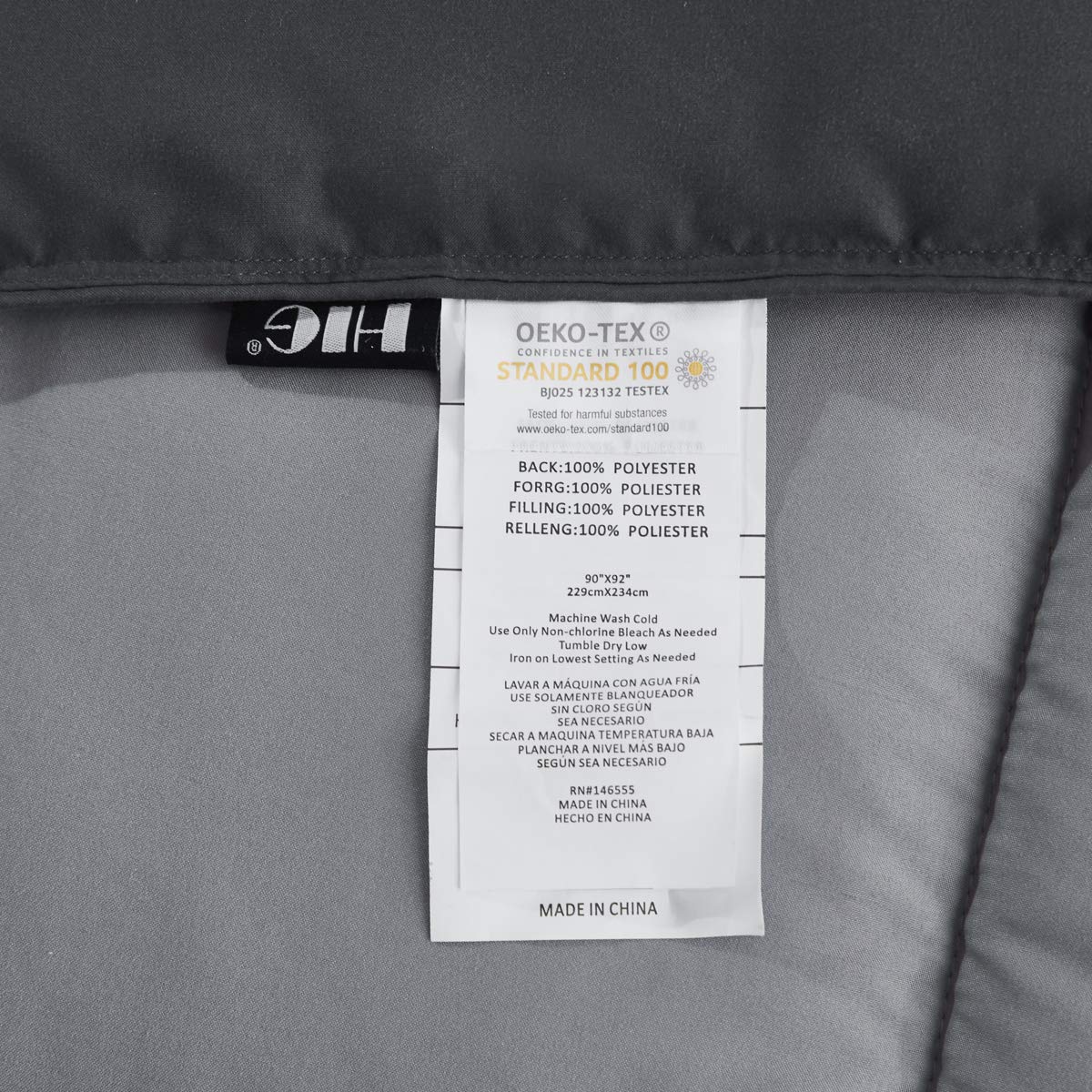 HIG 3pc Gray Full Size Comforter Set - All Season Reversible Down Alternative Comforter with Two Shams - Quilted Duvet Insert with Corner Tabs - Box Stitched Blanket - Breathable, Soft, Fluffy