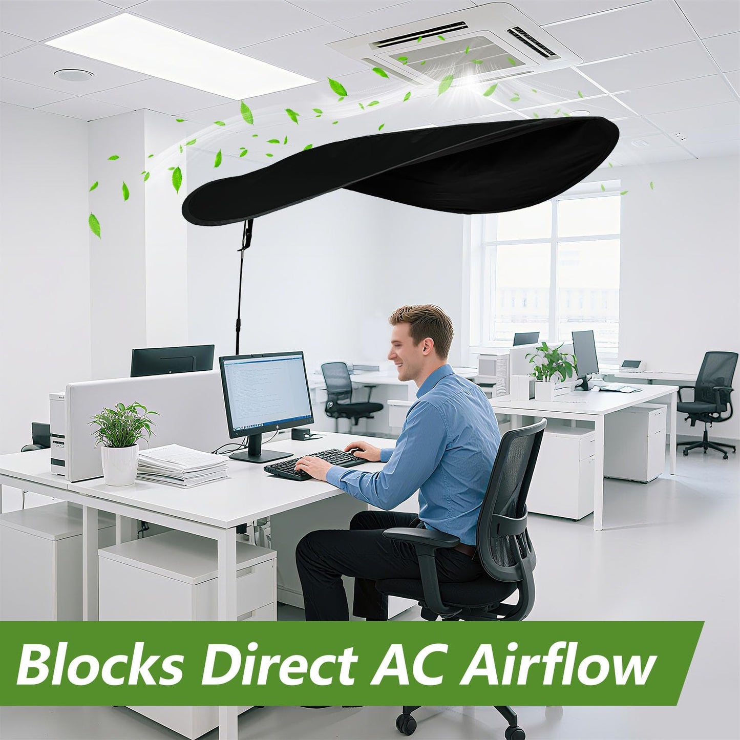 55 Inch Office Cubicle and Desk Shade – Blocks Light and Air Conditioning Airflow, Creates a Private and Comfortable Workspace
