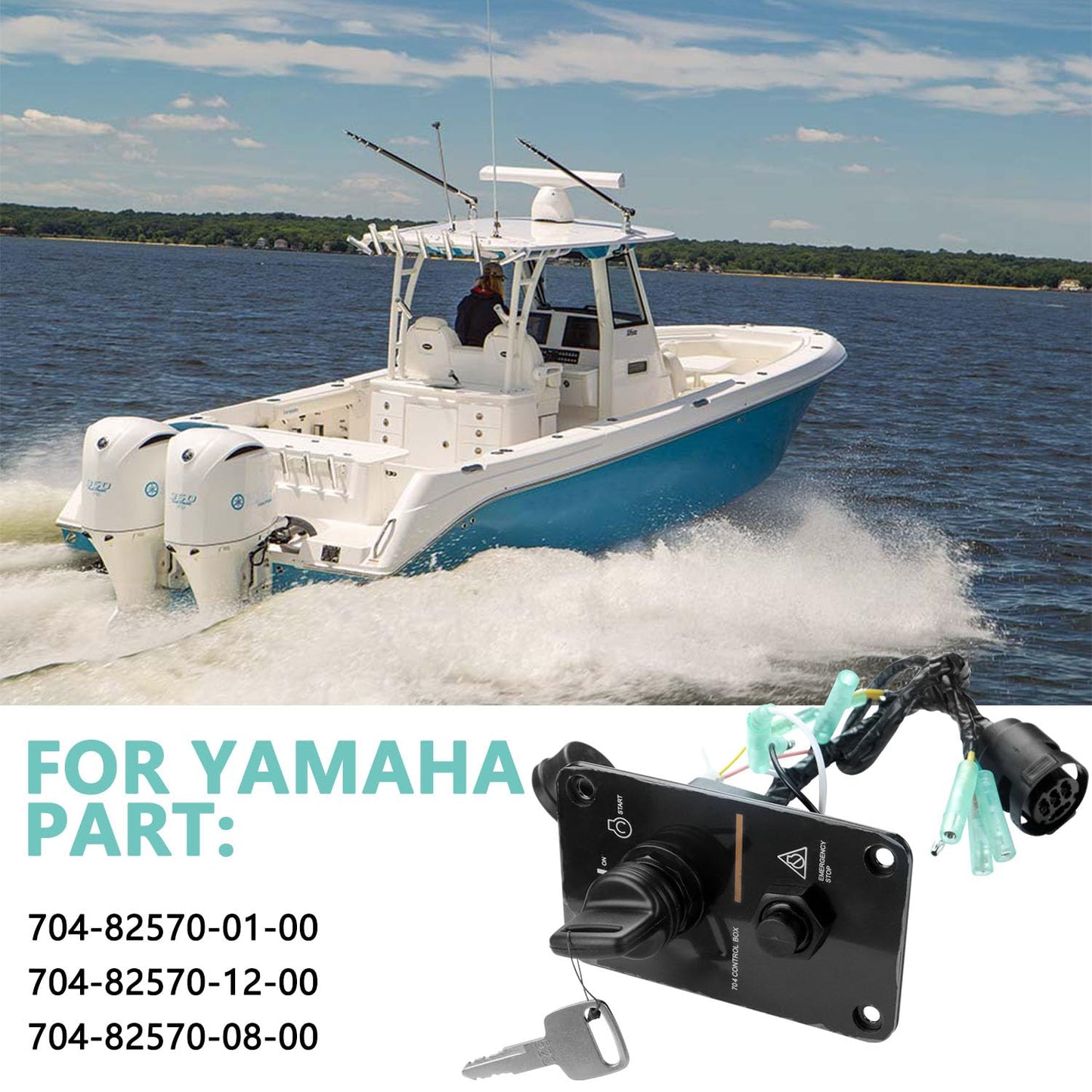TXRXIZ 12V Single Key Switch Panel Marine Outboard Single Engine Ignition Key Panel Assembly On Off Switch 704 Control Box for Yamaha Outboard Yacht #704-82570-01-00, 704-82570-12-00