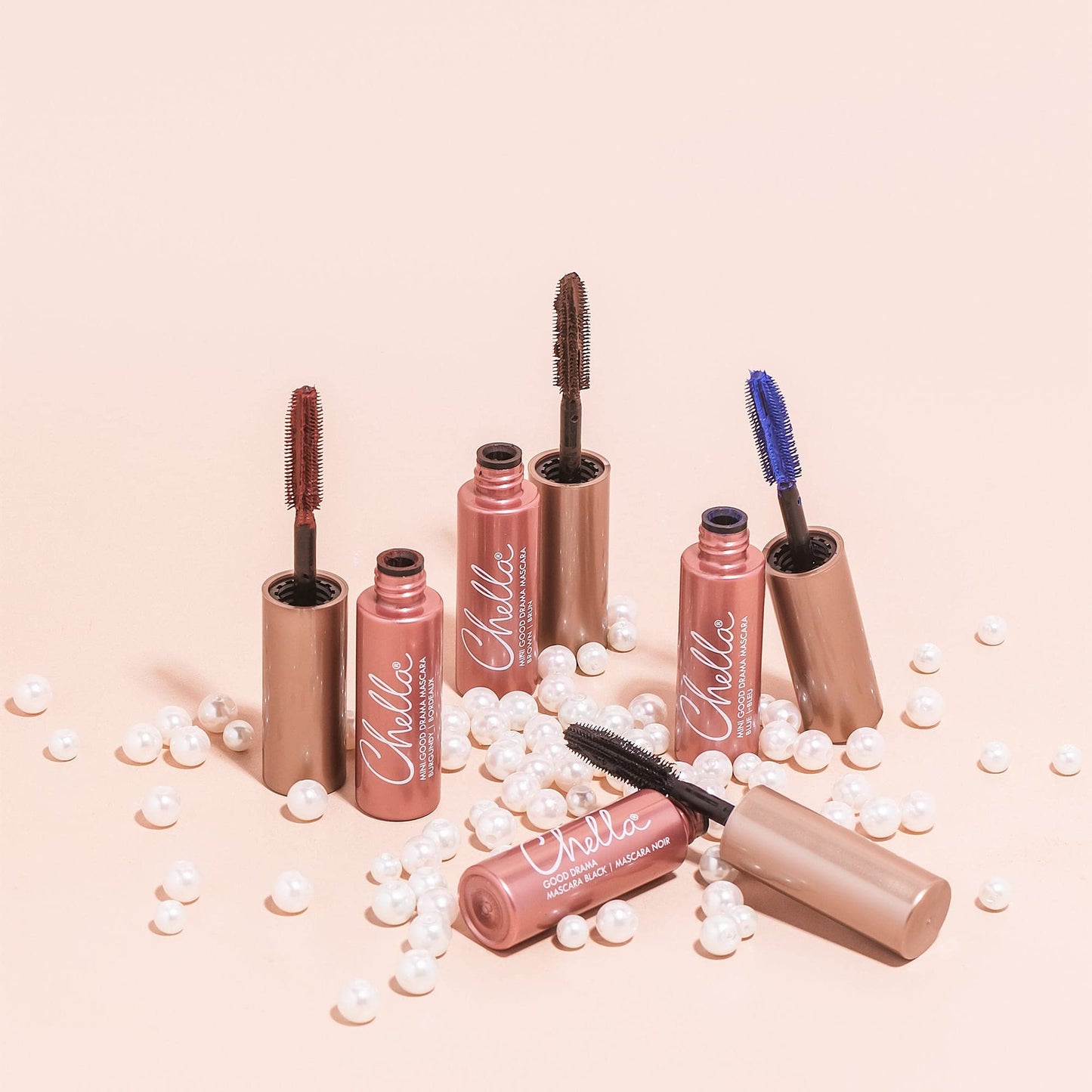 Chella Drama & Shade Mini Good Drama Mascara Set, Set of 4 Travel Sized Mascara with Travel Bag