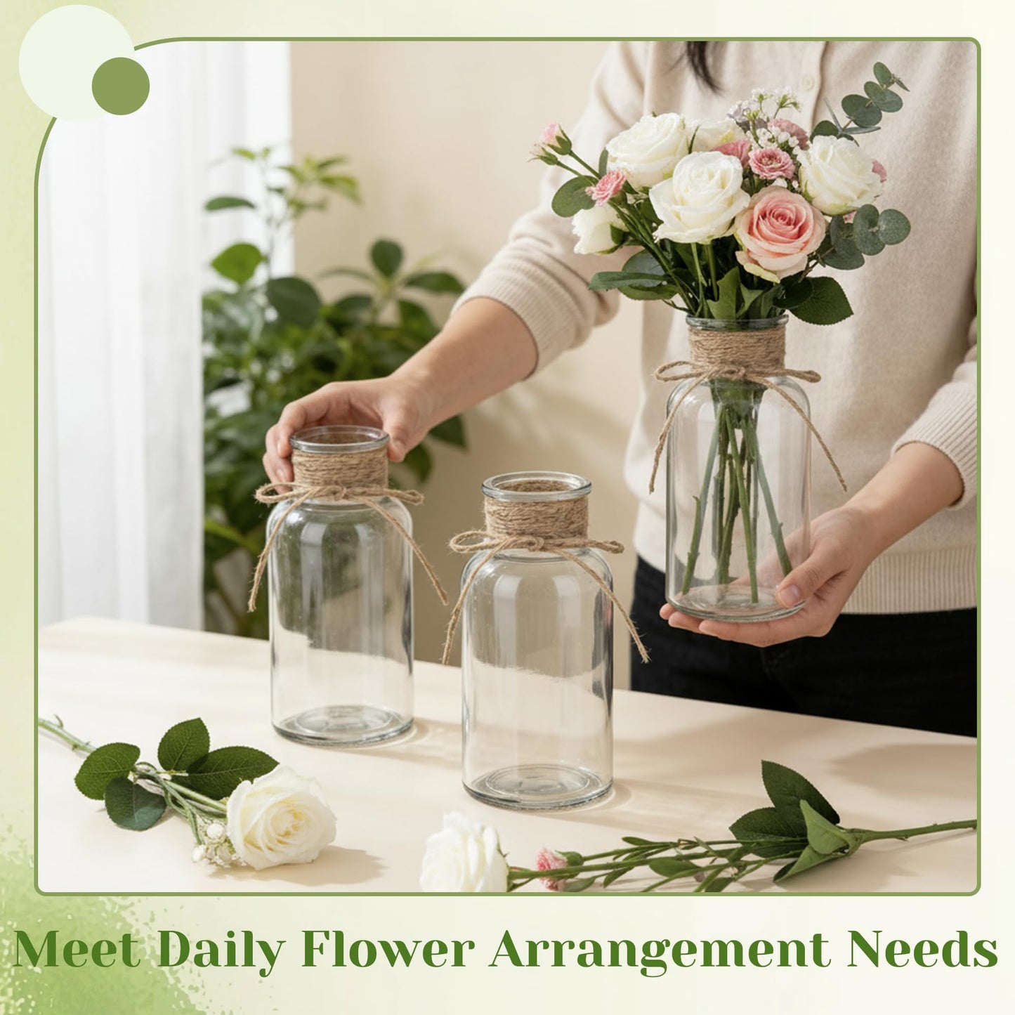 TAOZIMA Glass Flower Vases for Centerpieces Boho Cylinder Bud Vases in Bulk Mason Jars for Weddings, Parties & Vintage Home Farmhouse (12, Clear)