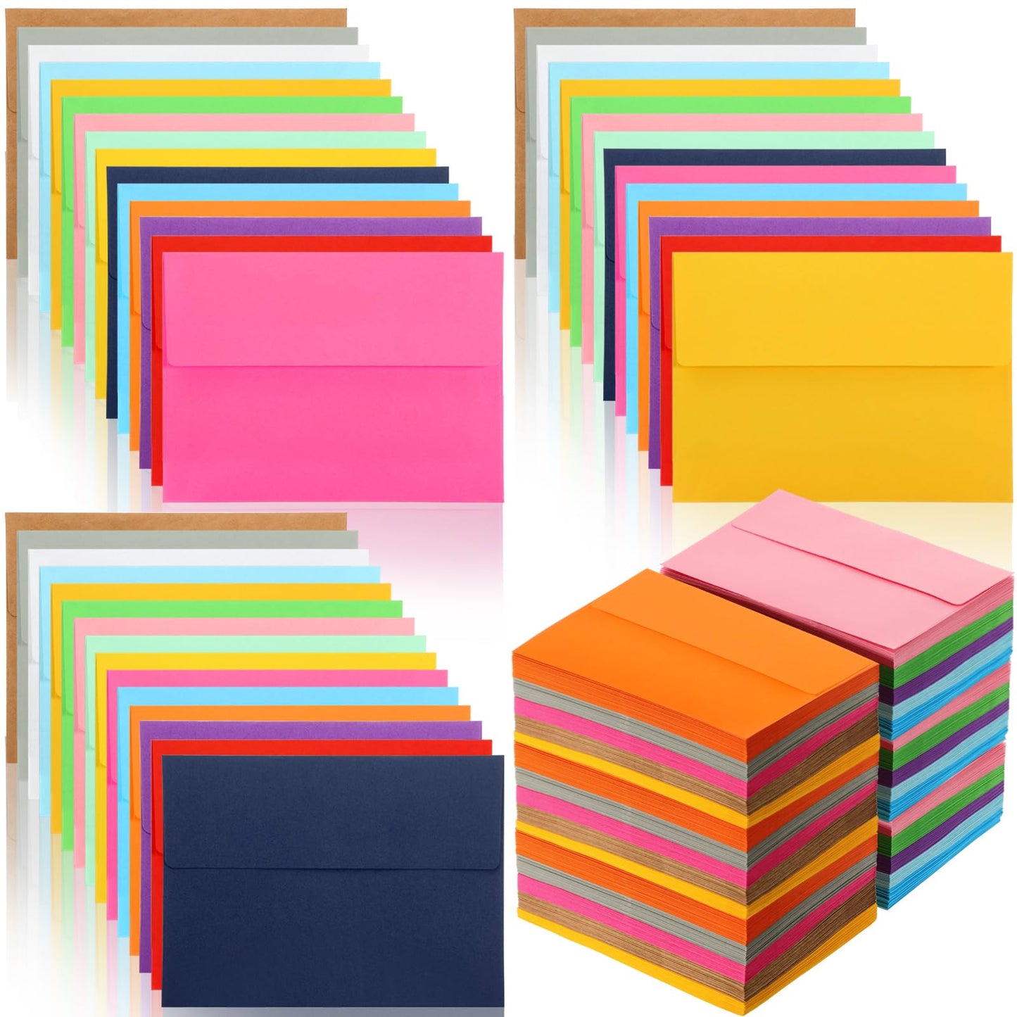 SATINIOR 300 Pieces Invitation Envelopes V Flap Envelopes with Peel and Press Seal Mailing for Letters, Photos, Cards, Wedding, Baby Shower (Multicolor, A9)