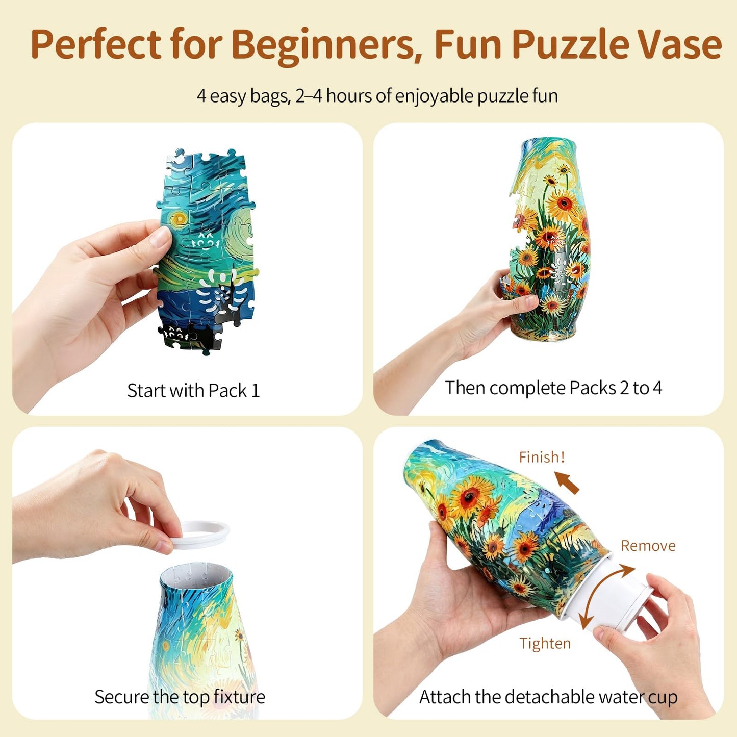 BELEEV 3D Puzzles for Adults, Unique Arts and Crafts for Adults, Unique Housewarning Gifts for Women & Men (Sunflower)