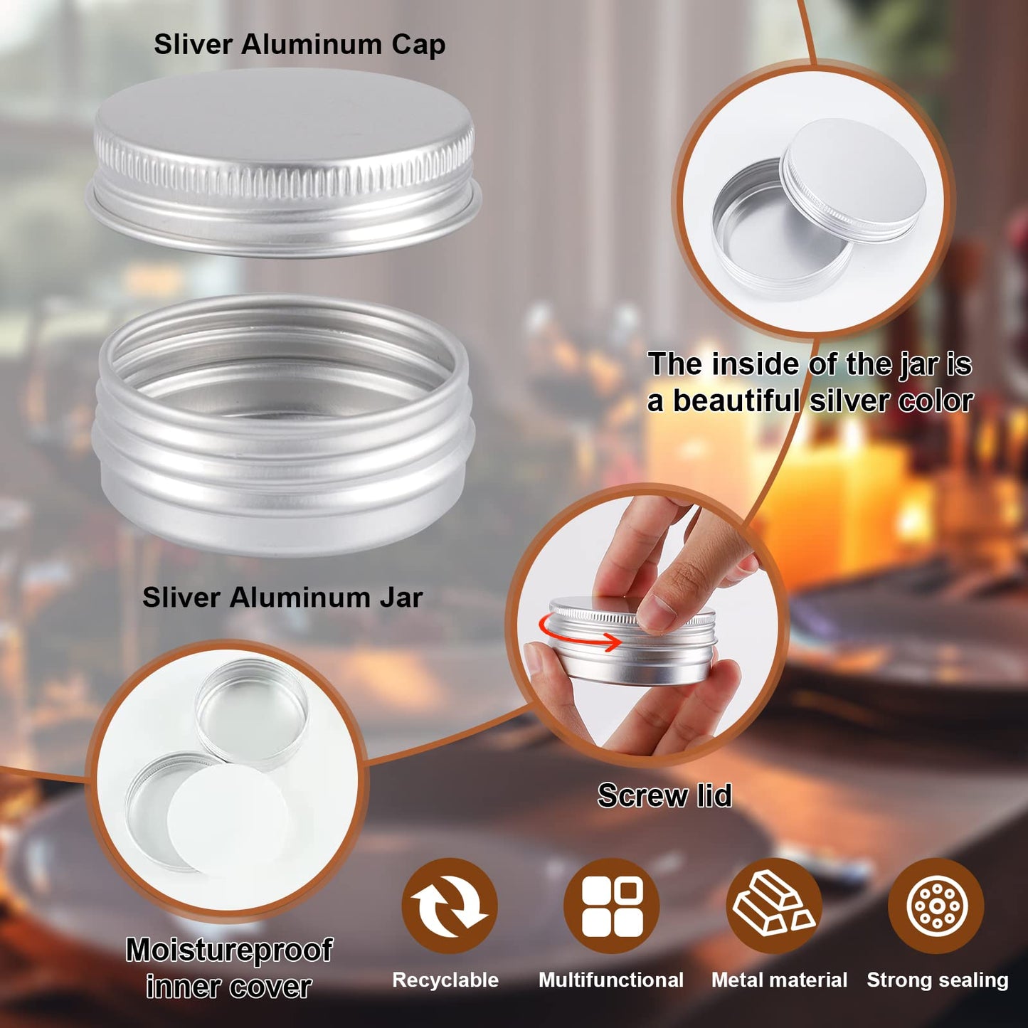 OBKJJ 234 Pack Round Cans with Screw Lid 1/2 OZ Aluminum Metal Tins,for DIY homemade lotion bars, salves, and candles, Balms, Spices, Beard Balm, Crafts with 6 Markers 8 Sheets Label Stickers