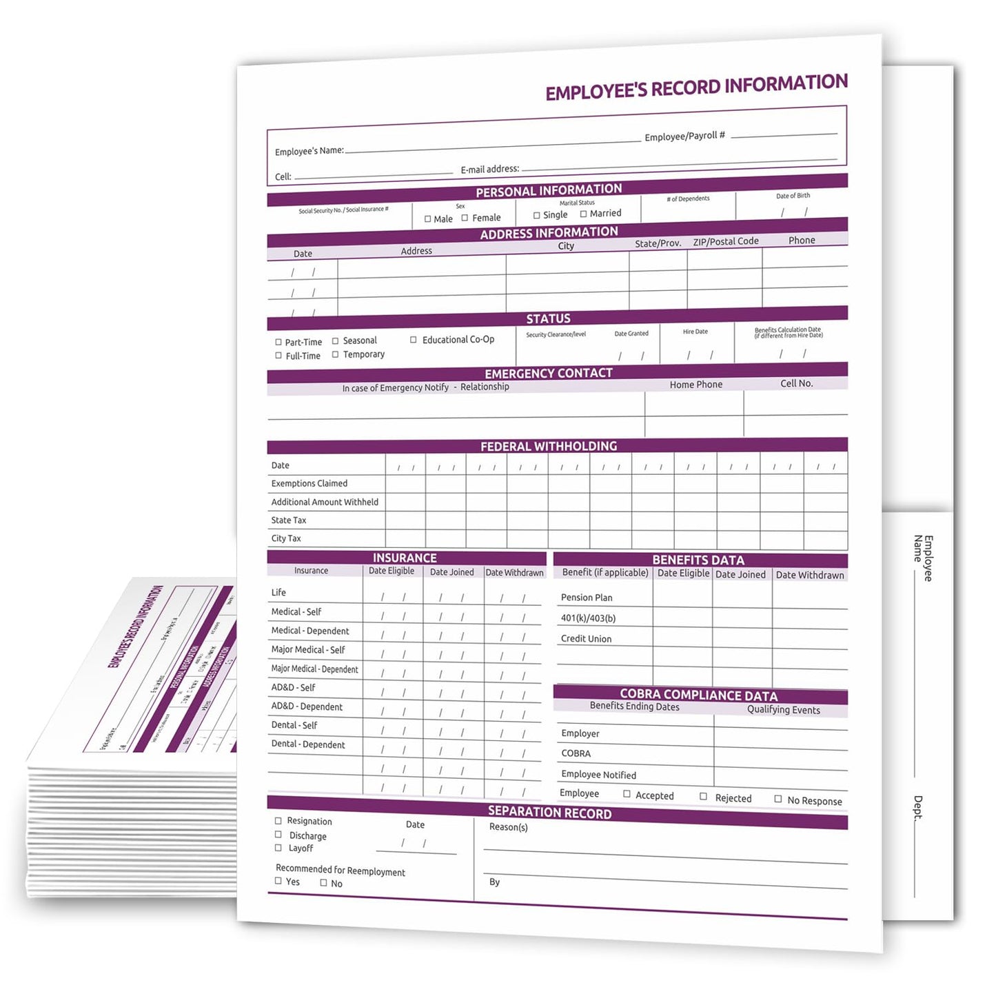 NextDayLabels Employee Personnel File Folders - 25-Pack Preprinted HR Folders with Secure Internal Pockets - Heavyweight White Cardstock for Discreet Employee Records - Made in USA