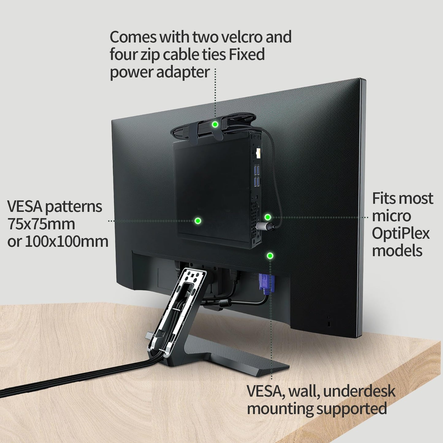 2 Pack Mini PC Mount Compatible with Dell Micro Form Factor Case Mount,VESA, Under Desk and Wall Mount Fits MFF 3040 3050 3060 5060 5070 7010 7020 7040 7050 7060 7070 7080 7090 9020 pro Micro Mount