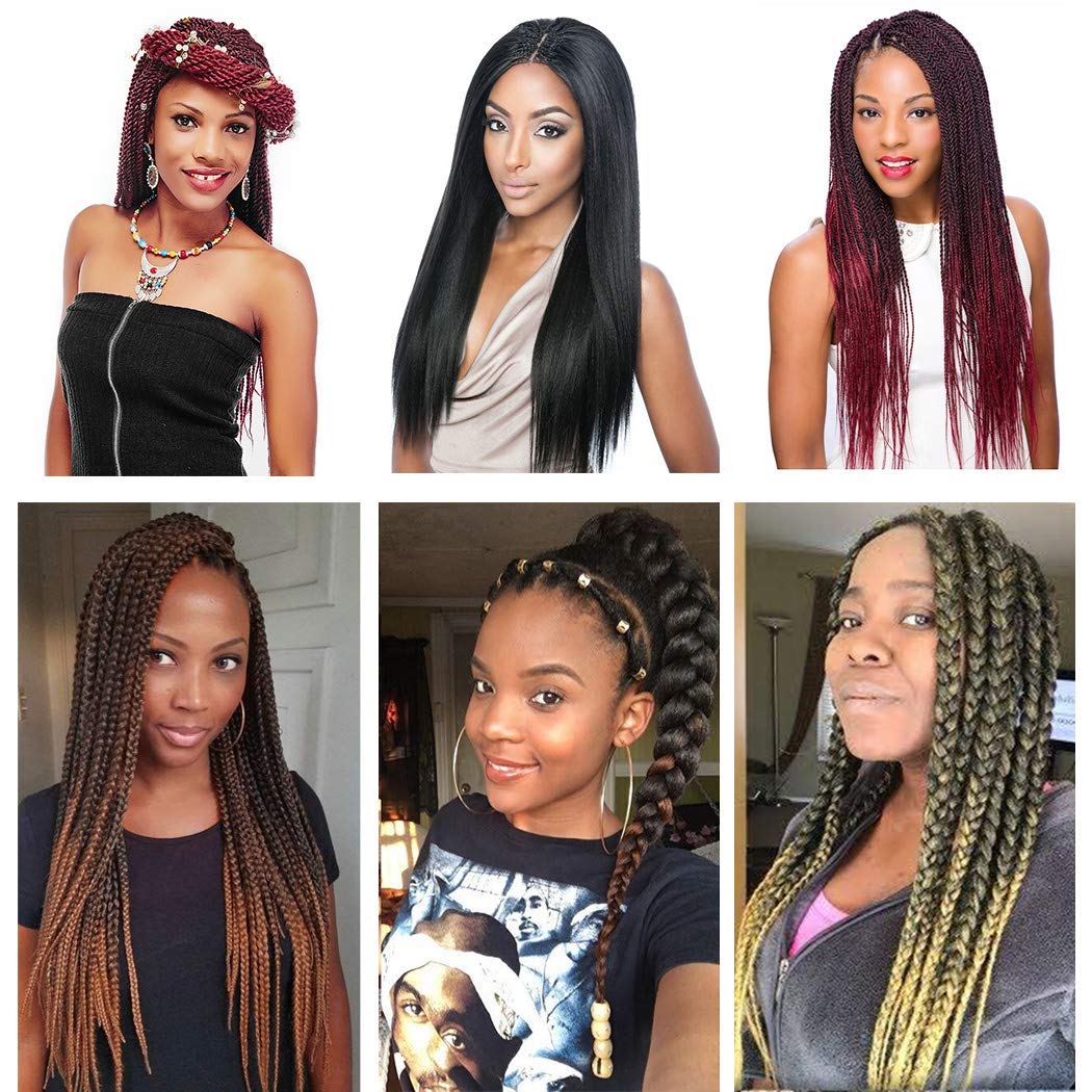 Pre Stretched Braiding Hair 8 Packs 42 Inch Natural Black Color Long Professional Hair for Braiding Twist Braids Itch Free Hot Water Setting Yaki Straight Synthetic Hair Extensions (#1B)