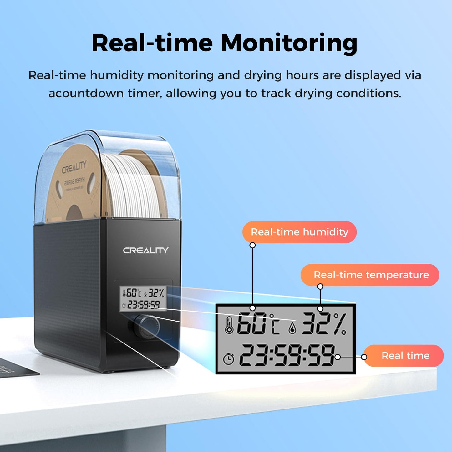 2025 Creality Filament Dryer Box Pro, Upgrade 3D Printer Filament Dryer Box with Fan, 360° Heating Filament Dehydrator Storage Box for 1.75/2.85mm PETG PLA TPU ABS Nylon