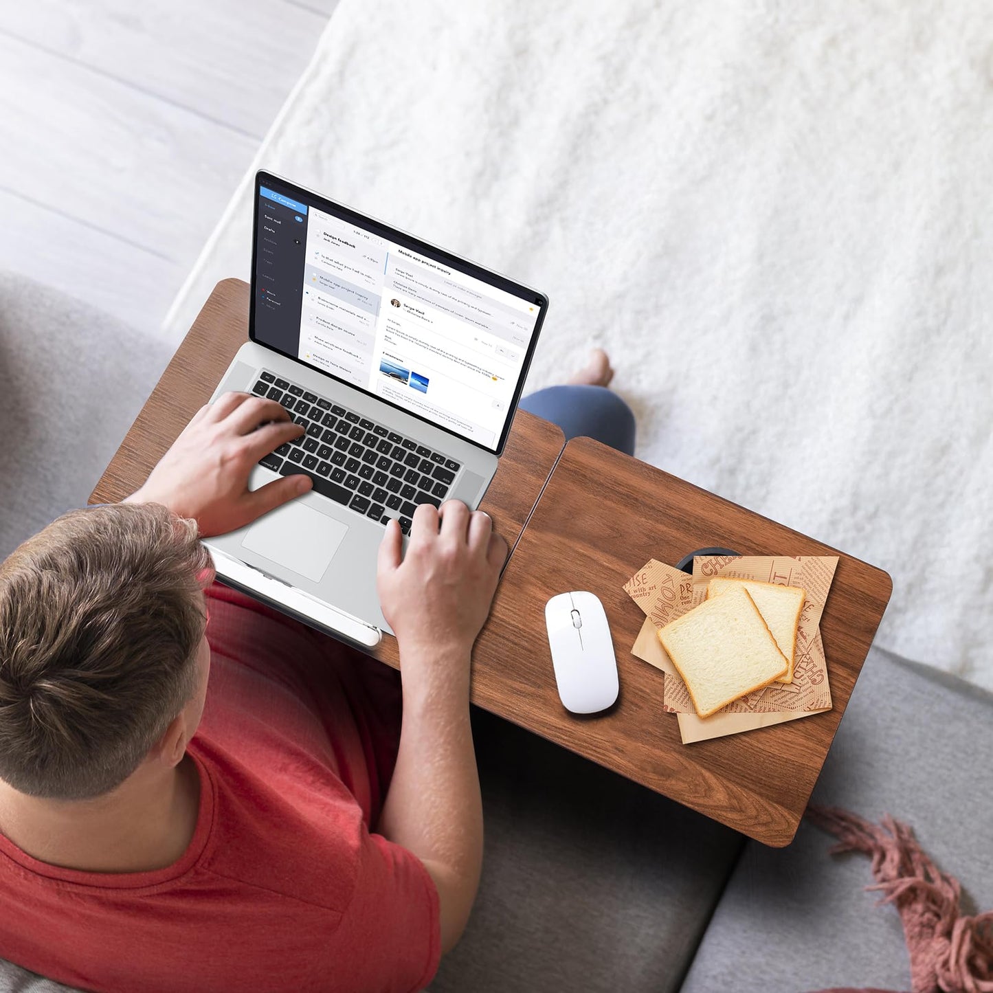 28.6" Foldable & Adjustable Laptop Bed Tray Table - Extra Large Portable Lap Desk with Phone Holder & Cup Holder, Lightweight & Sturdy for Working, Eating, Reading, Writing in Bed, Couch, Floor